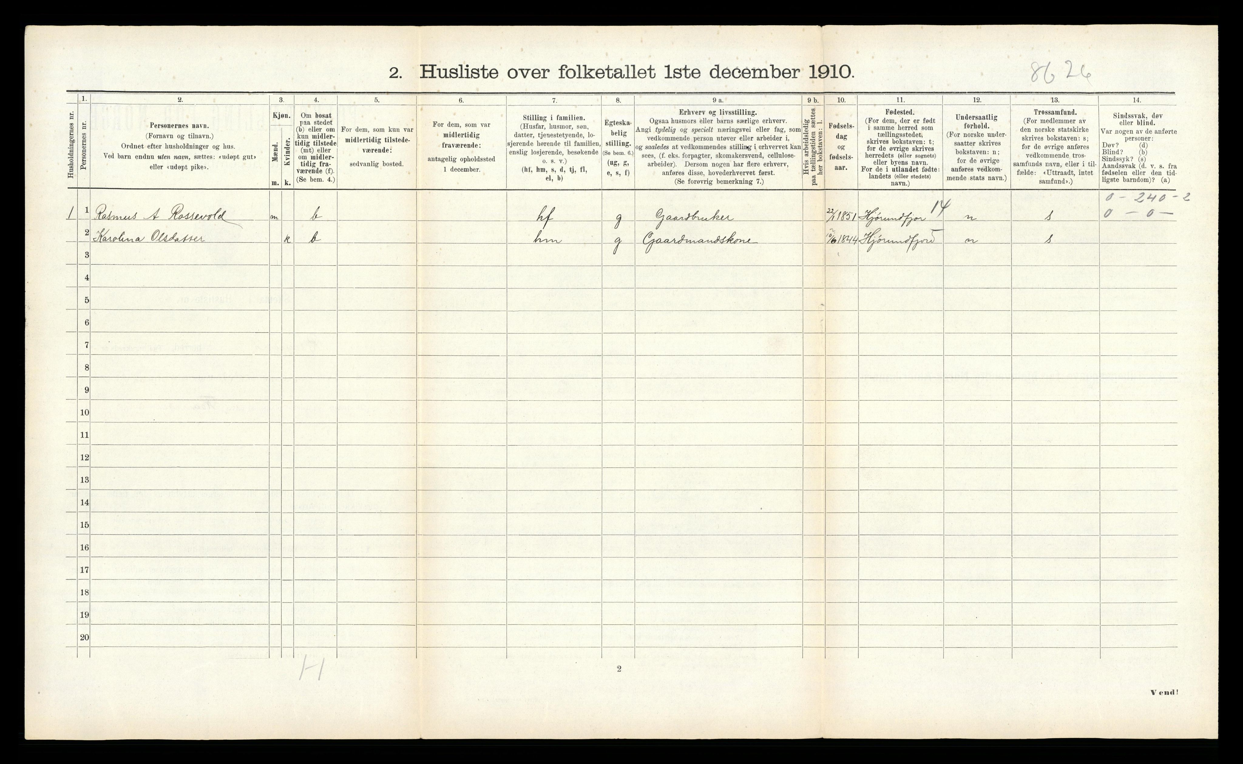RA, 1910 census for Borgund, 1910, p. 190