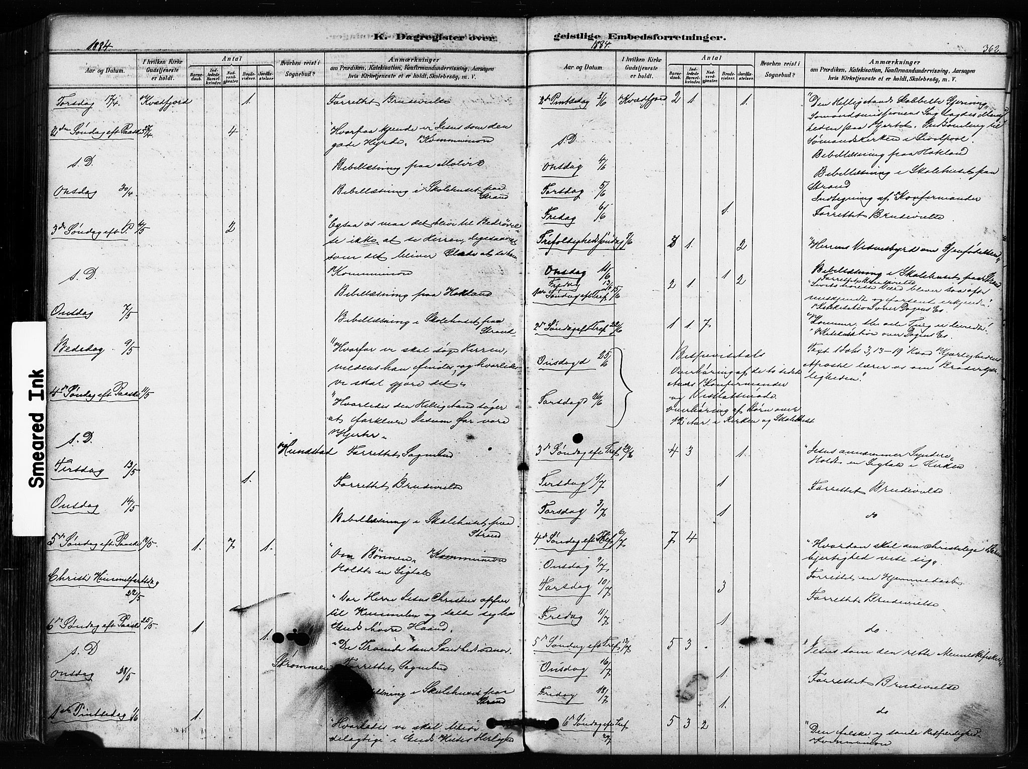 Kvæfjord sokneprestkontor, AV/SATØ-S-1323/G/Ga/Gaa/L0005kirke: Parish register (official) no. 5, 1878-1894, p. 362