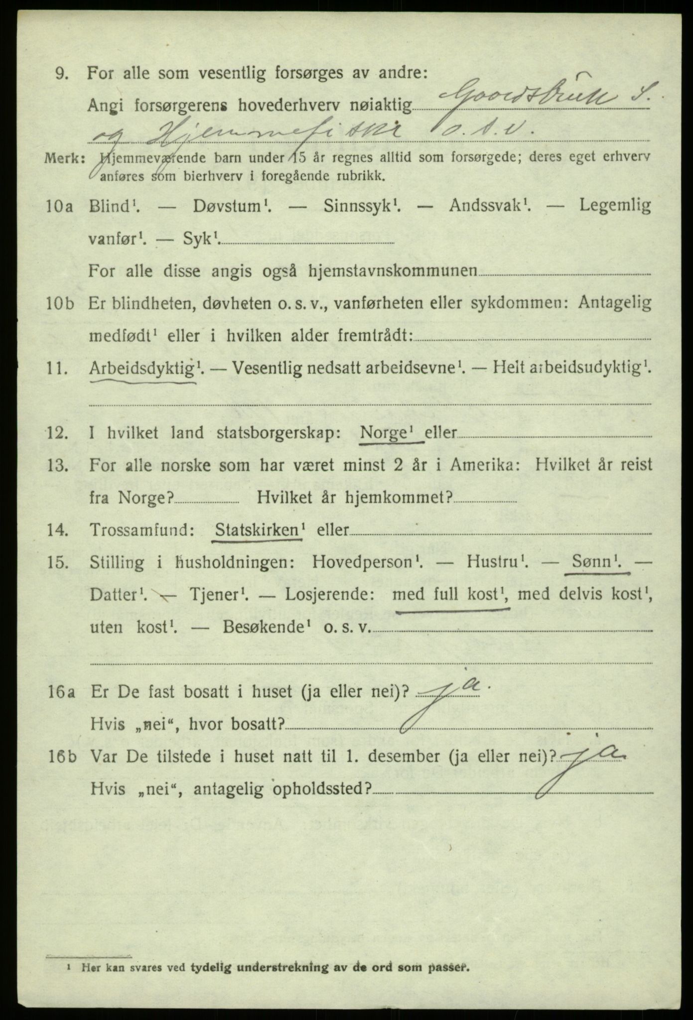 SAB, 1920 census for Fjell, 1920, p. 7123