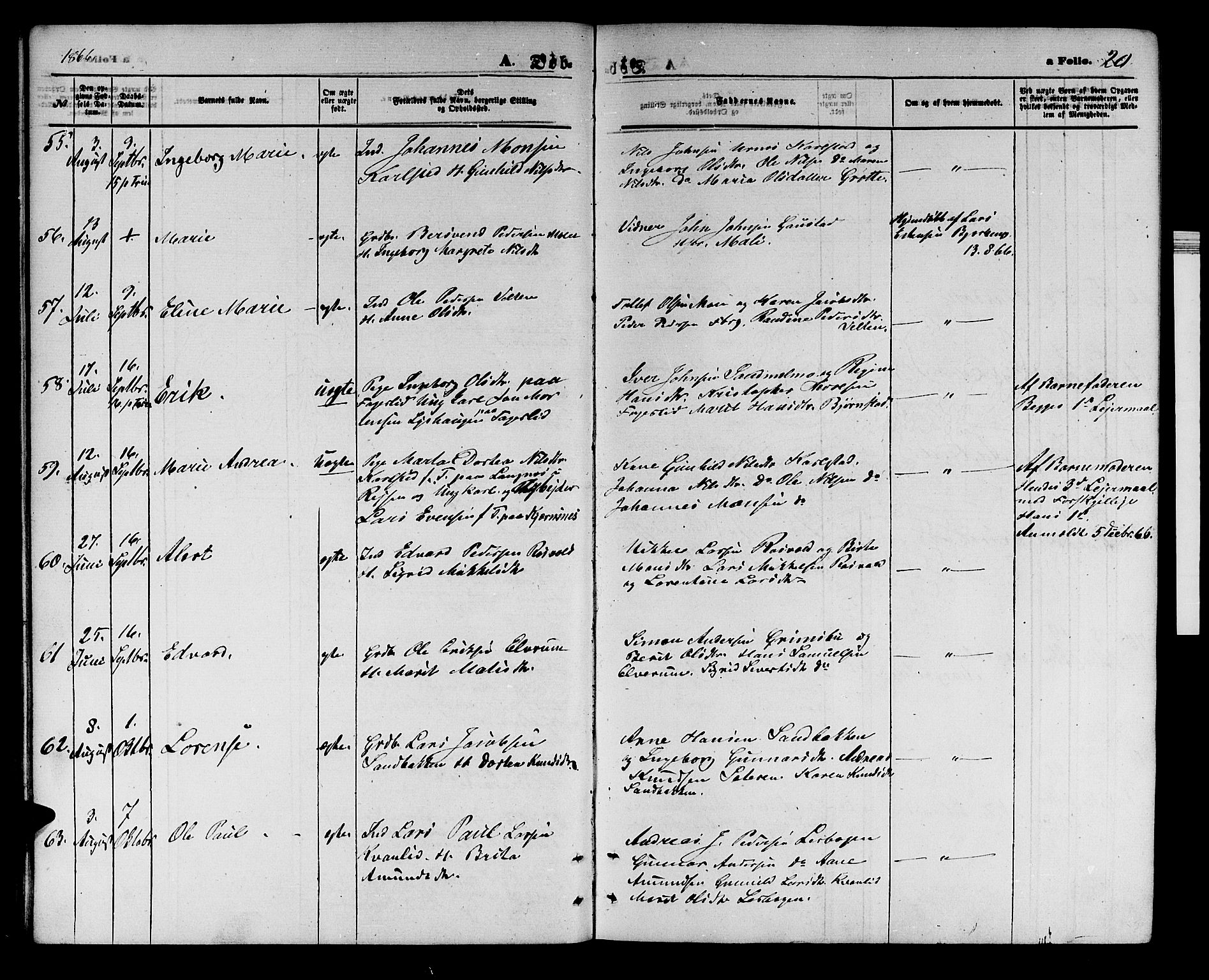 Målselv sokneprestembete, AV/SATØ-S-1311/G/Ga/Gab/L0002klokker: Parish register (copy) no. 2, 1865-1873, p. 20