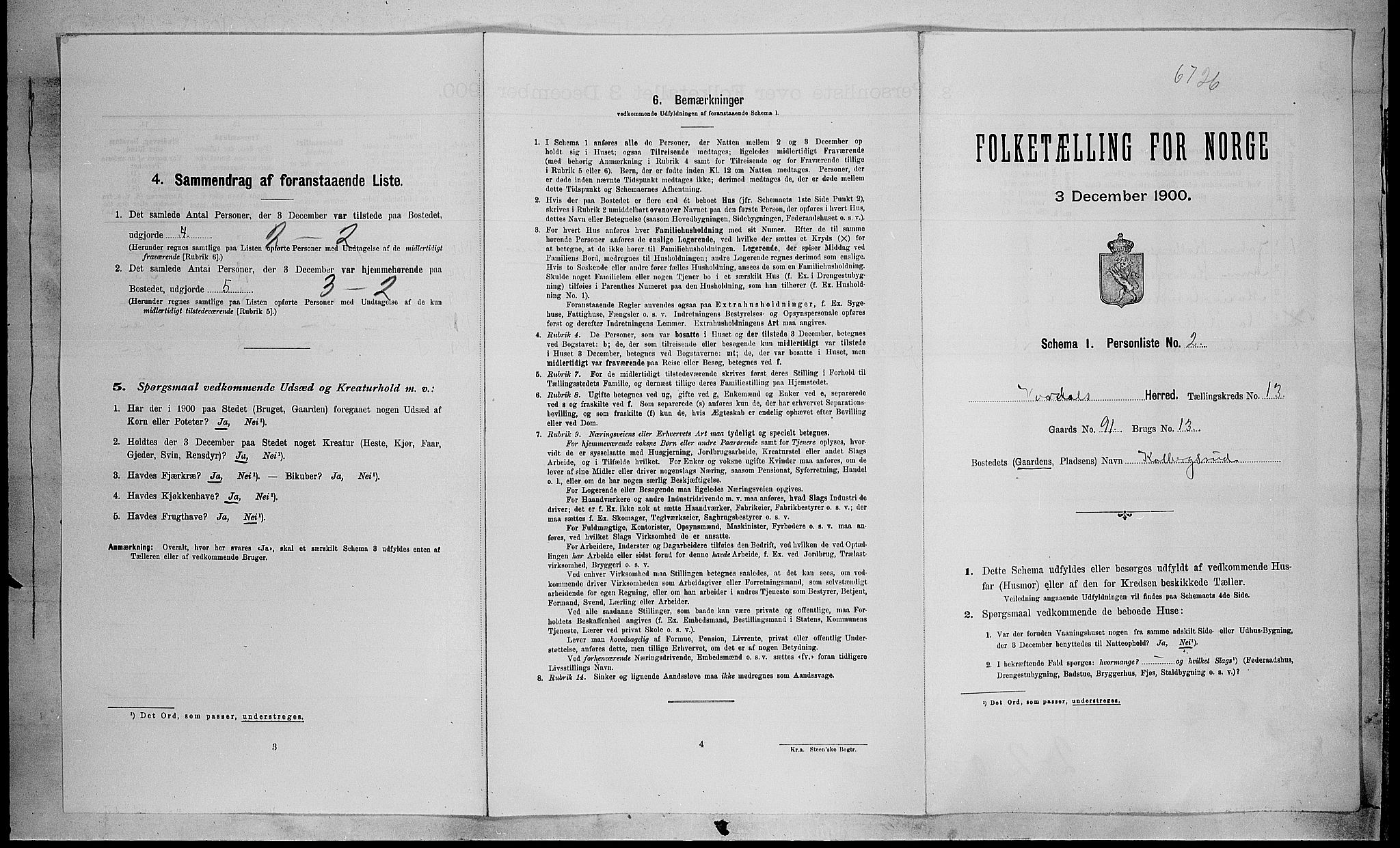 SAH, 1900 census for Vardal, 1900, p. 1334