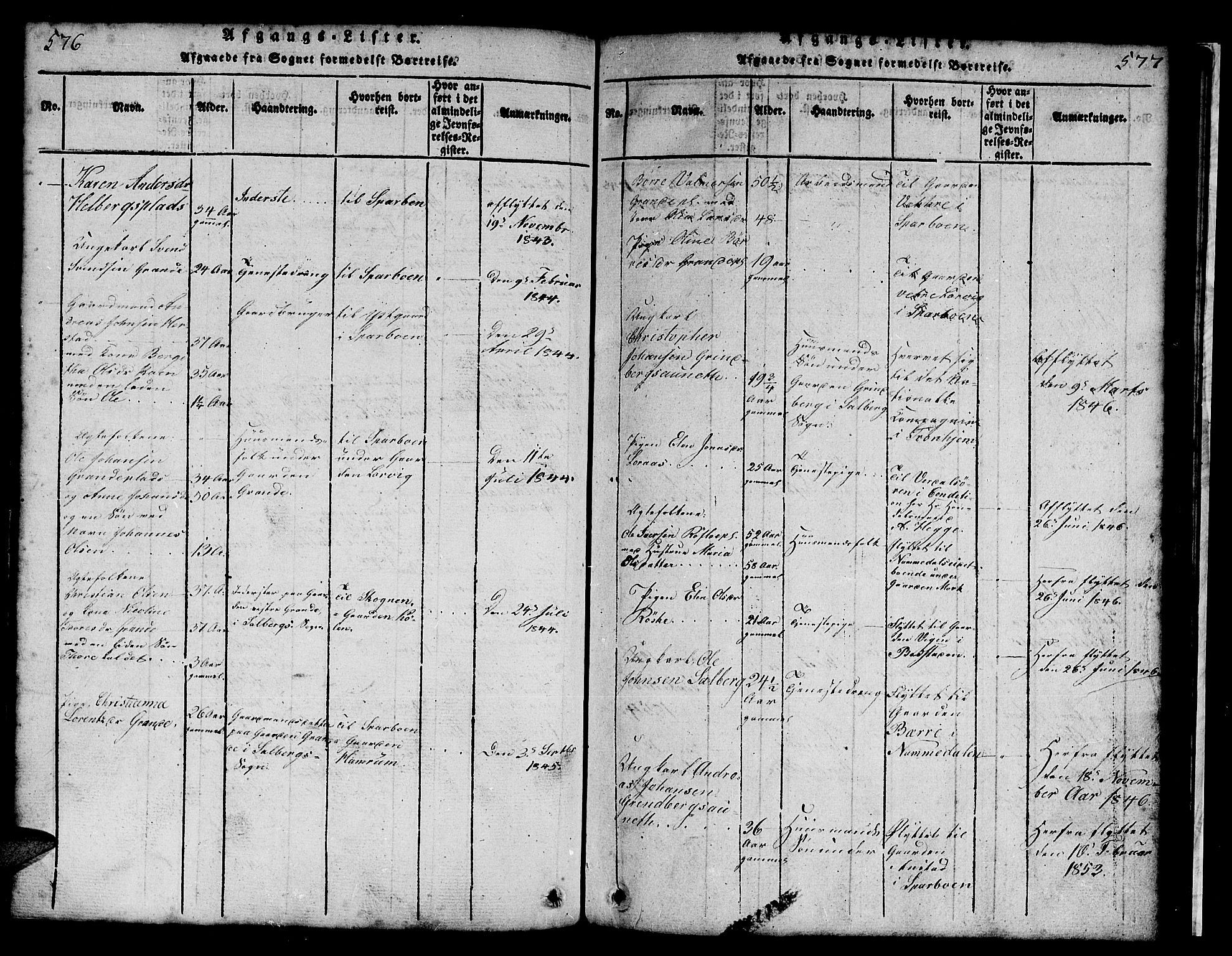 Ministerialprotokoller, klokkerbøker og fødselsregistre - Nord-Trøndelag, SAT/A-1458/731/L0310: Parish register (copy) no. 731C01, 1816-1874, p. 576-577