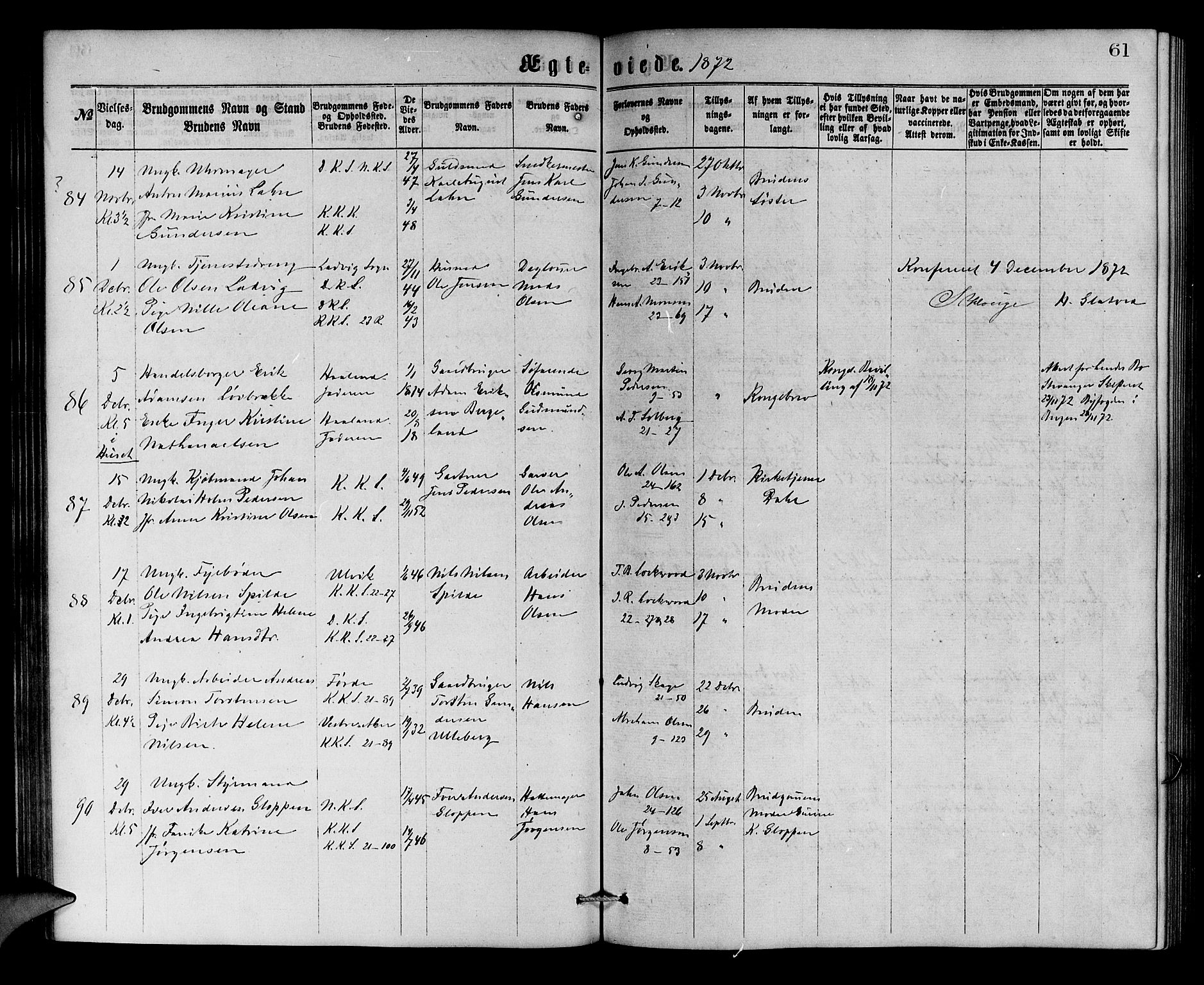 Korskirken sokneprestembete, AV/SAB-A-76101/H/Hab: Parish register (copy) no. D 2, 1867-1886, p. 61