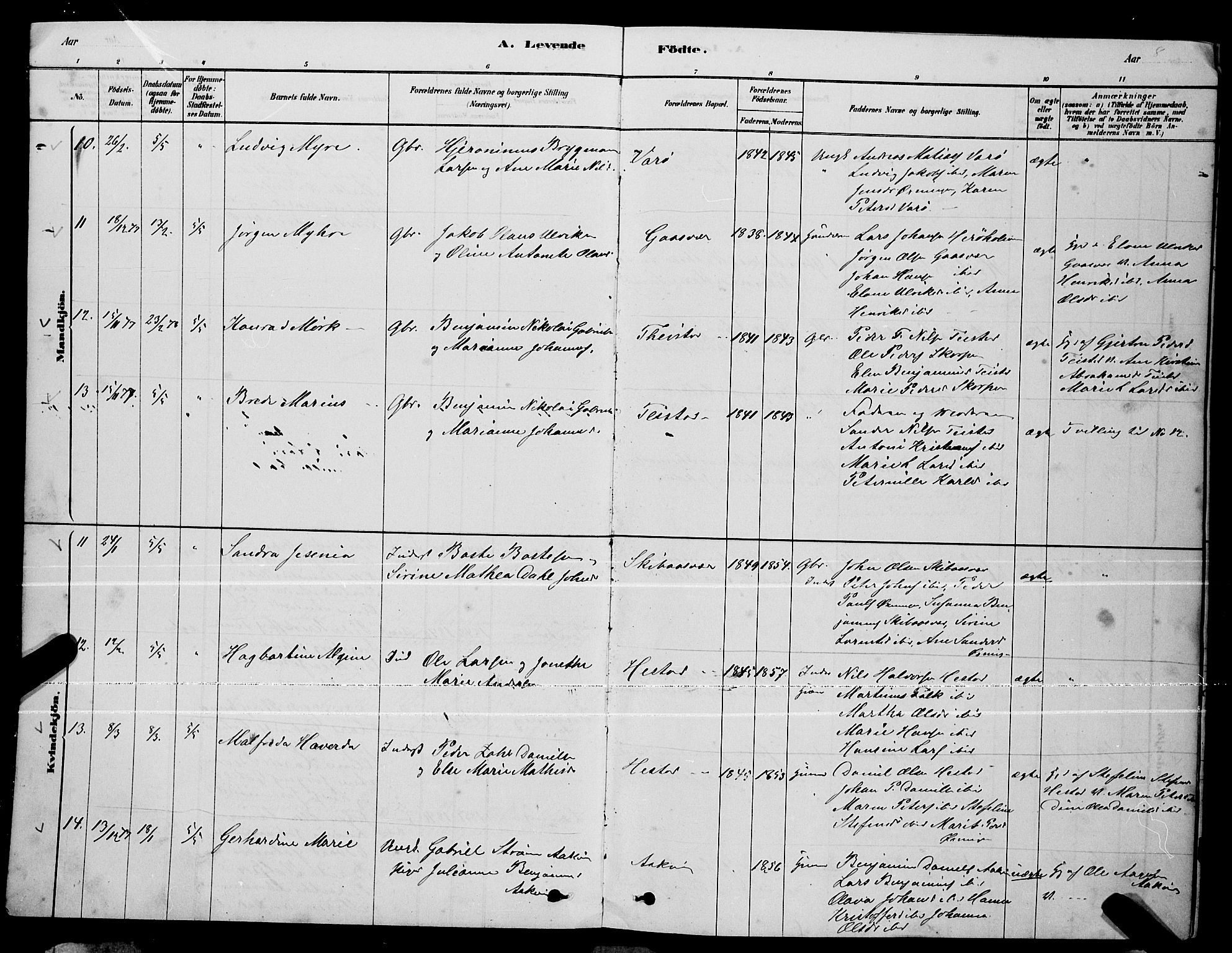 Ministerialprotokoller, klokkerbøker og fødselsregistre - Nordland, AV/SAT-A-1459/834/L0513: Parish register (copy) no. 834C04, 1877-1892, p. 8