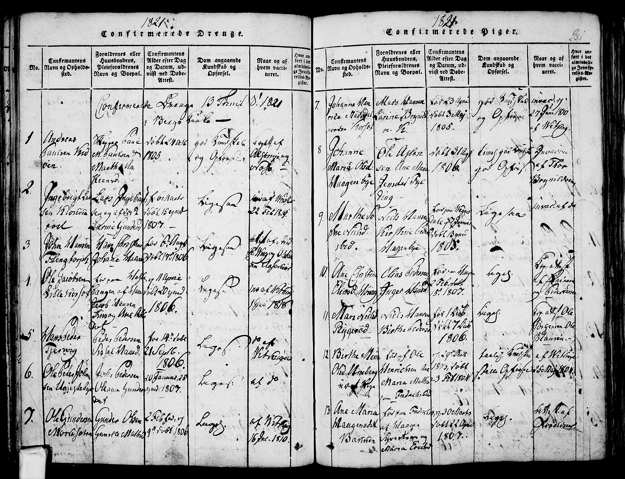 Berg prestekontor Kirkebøker, SAO/A-10902/F/Fa/L0002: Parish register (official) no. I 2, 1815-1831, p. 251