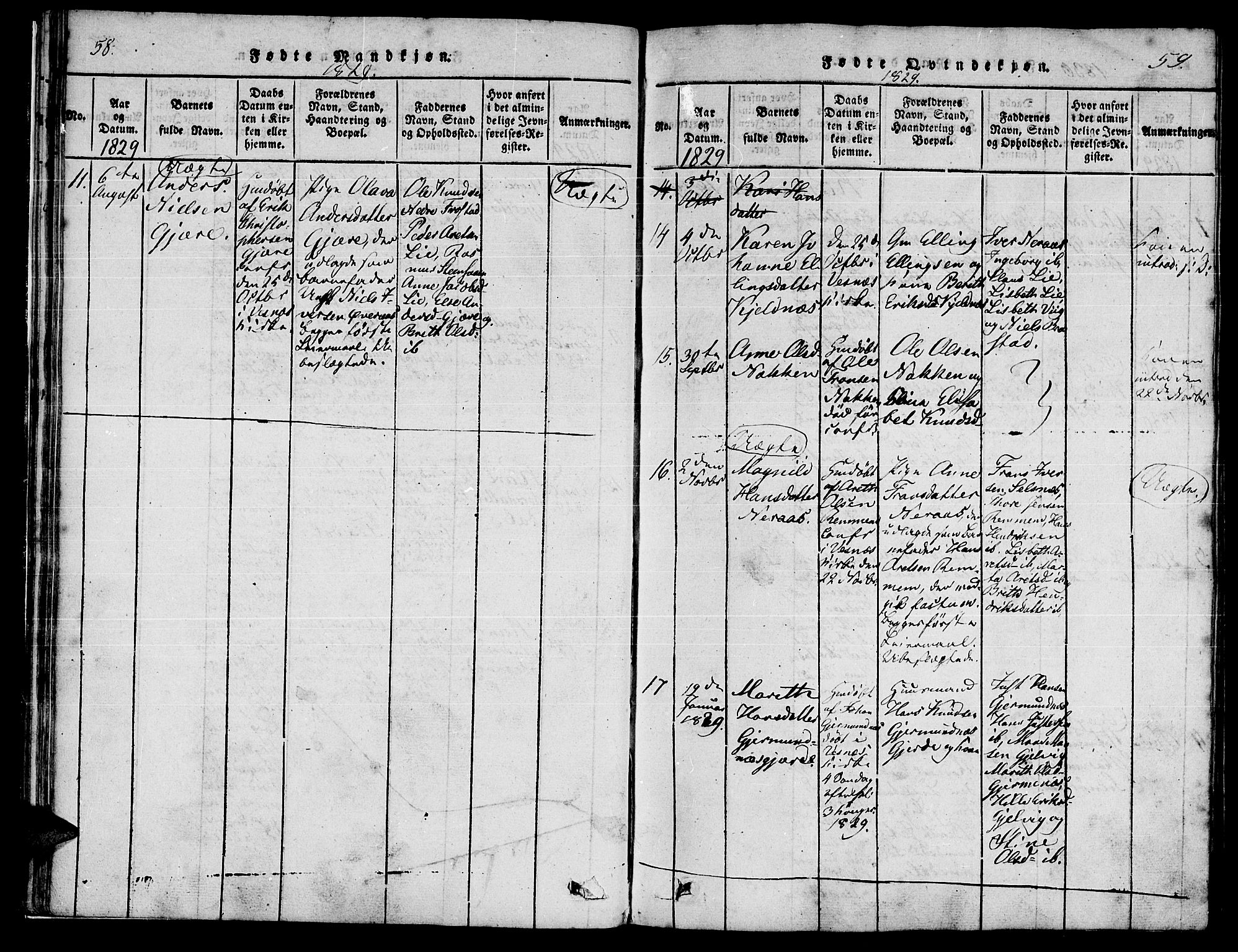 Ministerialprotokoller, klokkerbøker og fødselsregistre - Møre og Romsdal, SAT/A-1454/539/L0528: Parish register (official) no. 539A01, 1818-1847, p. 58-59