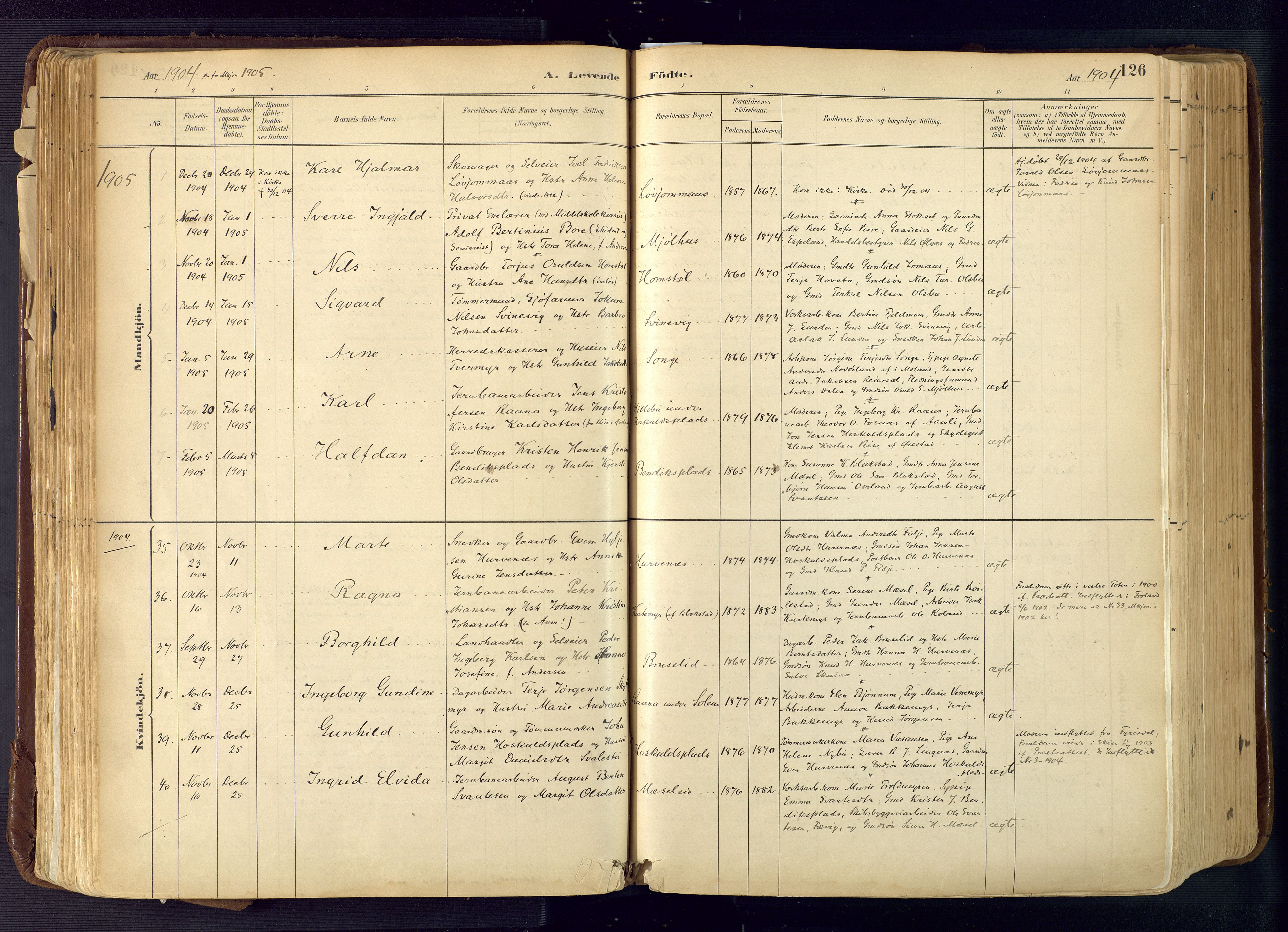 Froland sokneprestkontor, SAK/1111-0013/F/Fa/L0005: Parish register (official) no. A 5, 1882-1921, p. 126