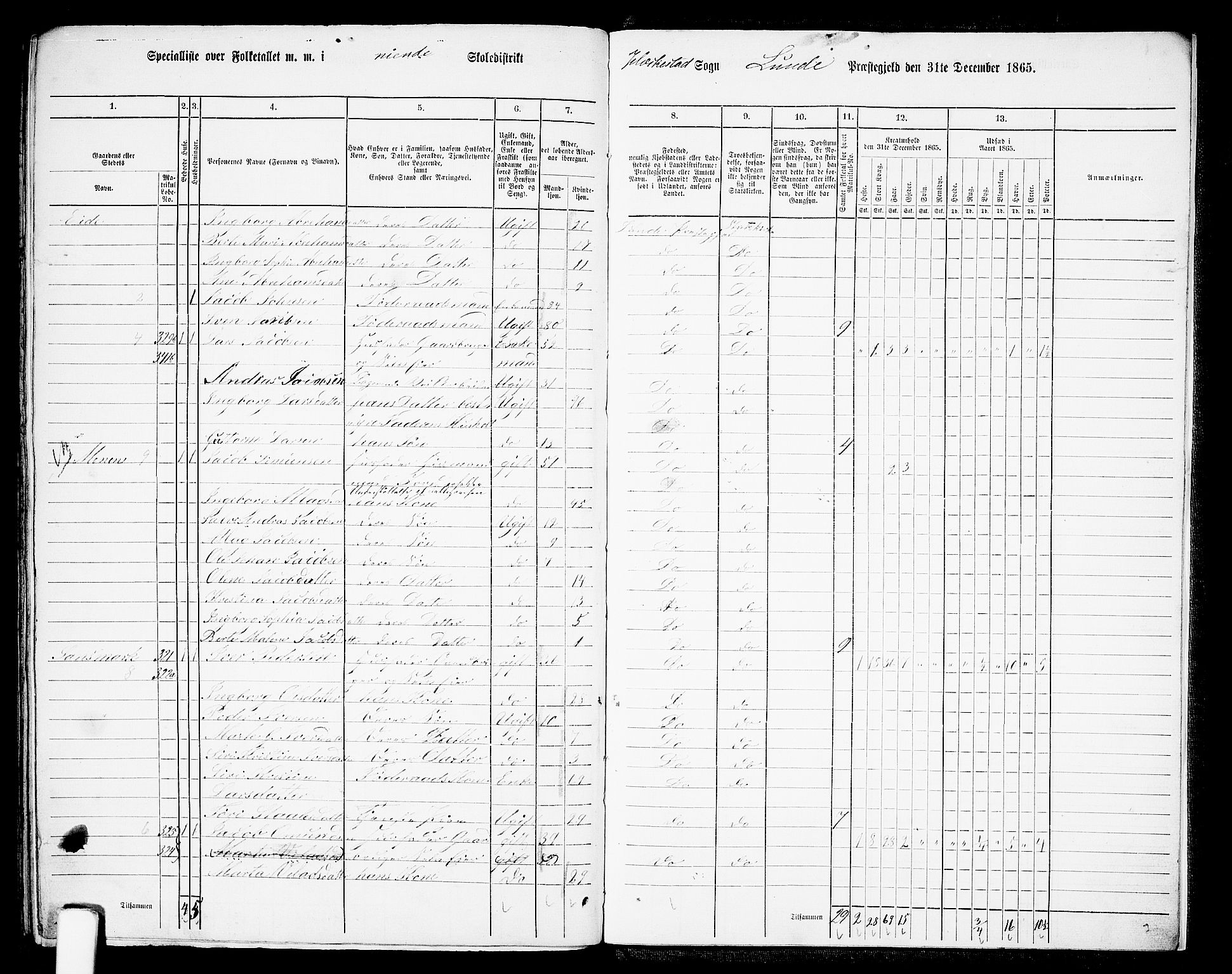 RA, 1865 census for Lund, 1865, p. 110