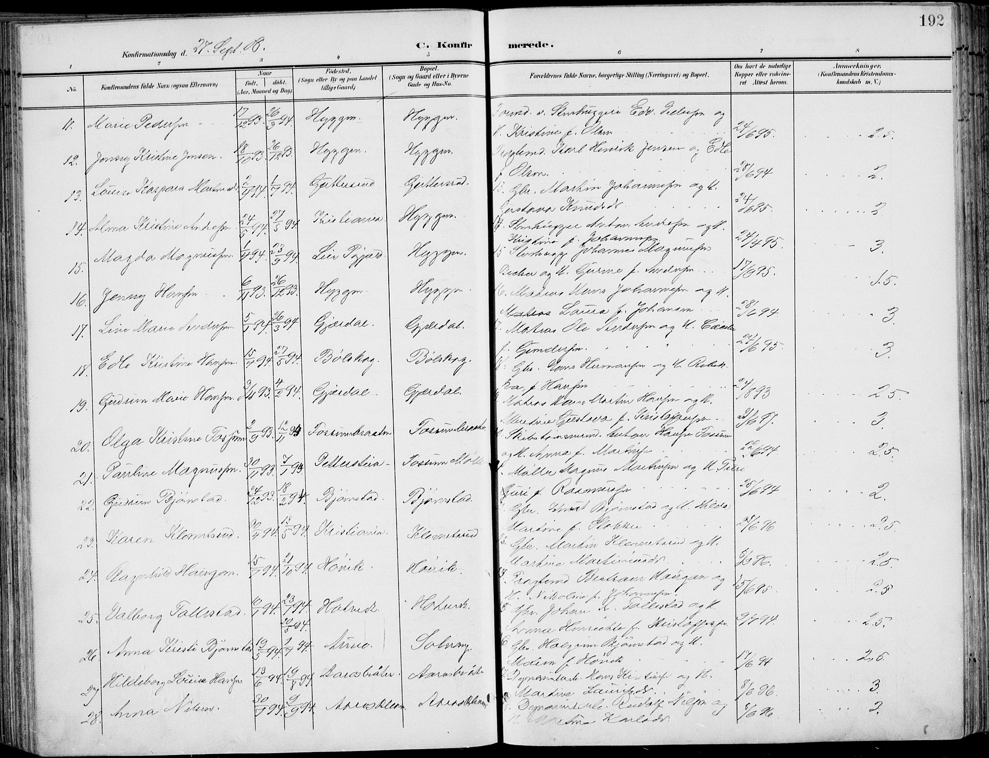 Røyken kirkebøker, AV/SAKO-A-241/F/Fa/L0009: Parish register (official) no. 9, 1898-1911, p. 192