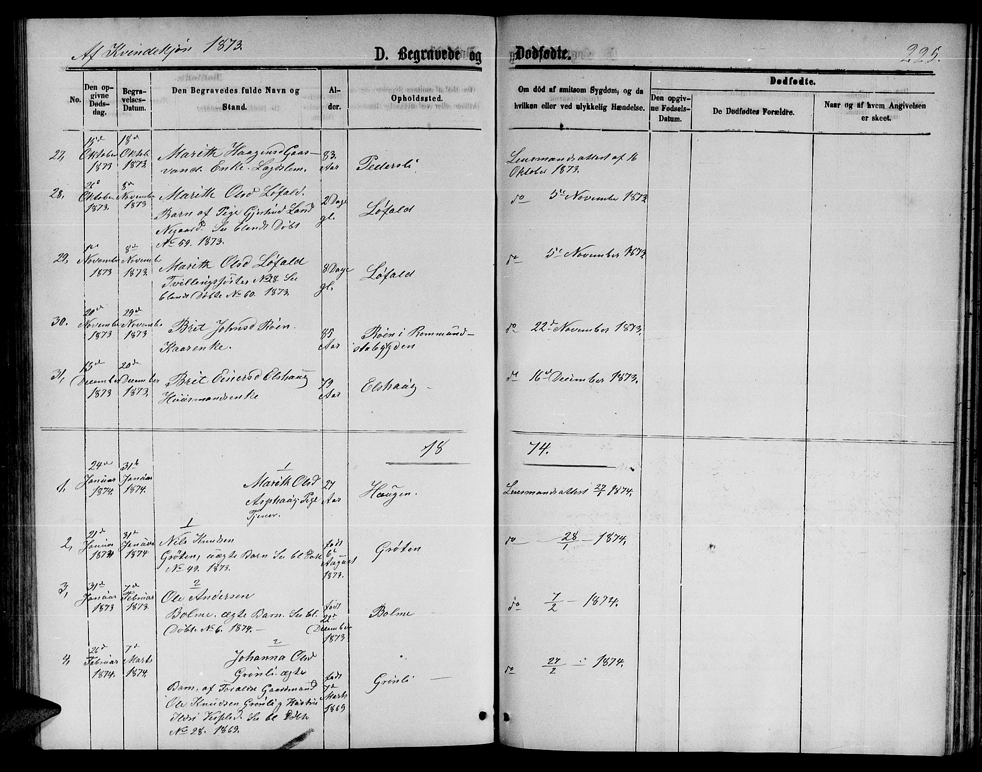 Ministerialprotokoller, klokkerbøker og fødselsregistre - Møre og Romsdal, AV/SAT-A-1454/598/L1076: Parish register (copy) no. 598C01, 1867-1878, p. 225