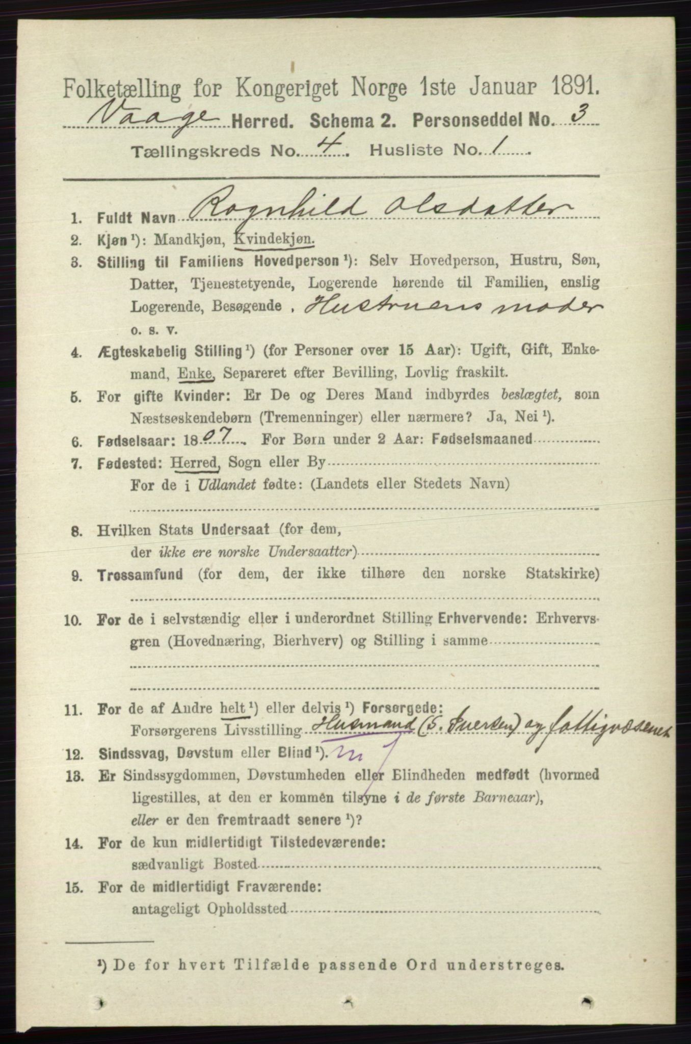 RA, 1891 census for 0515 Vågå, 1891, p. 2755