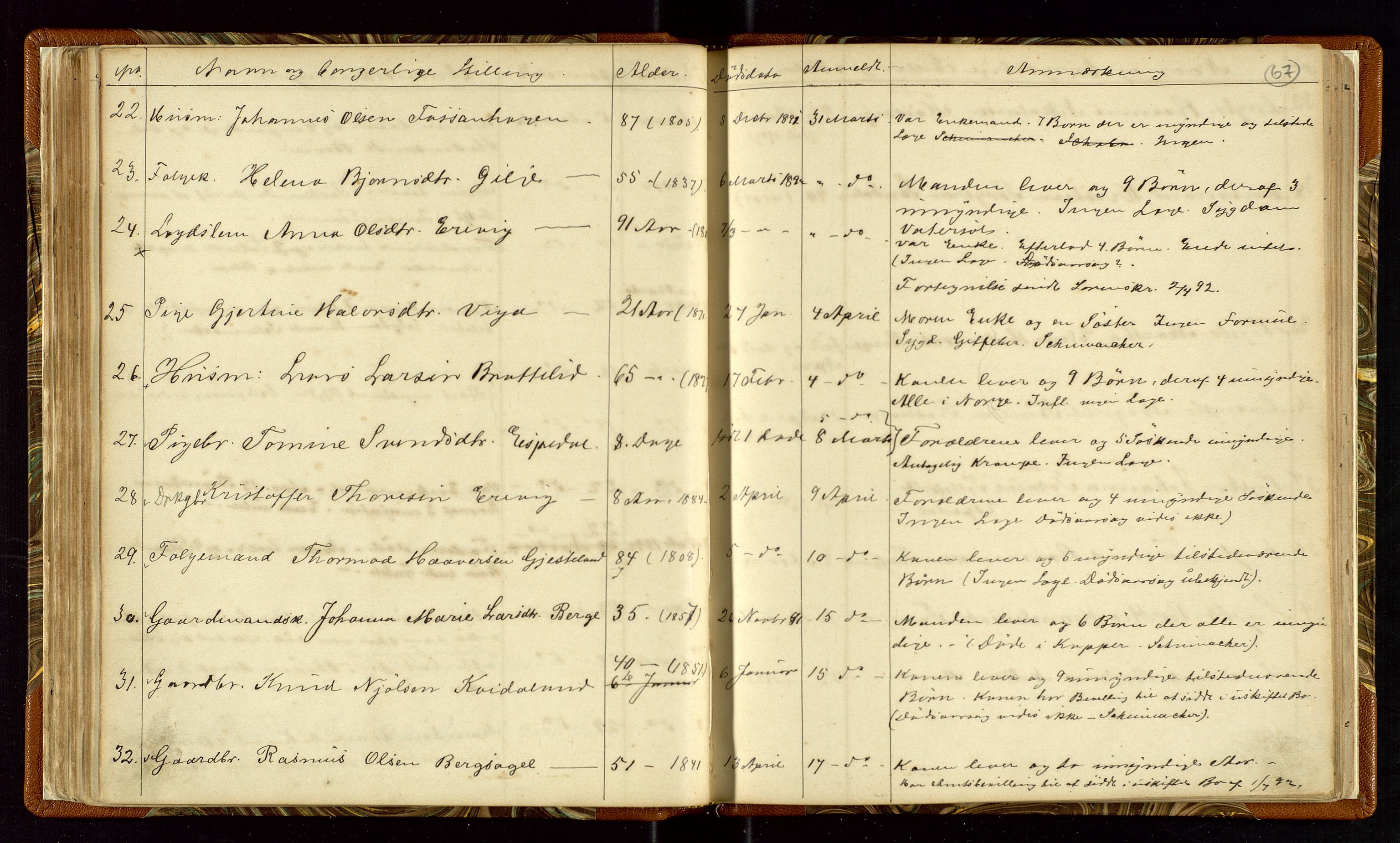 Høle og Forsand lensmannskontor, AV/SAST-A-100127/Gga/L0001: "Fortegnelse over Afdøde i Høle Thinglag fra 1ste Juli 1875 til ", 1875-1902, p. 67