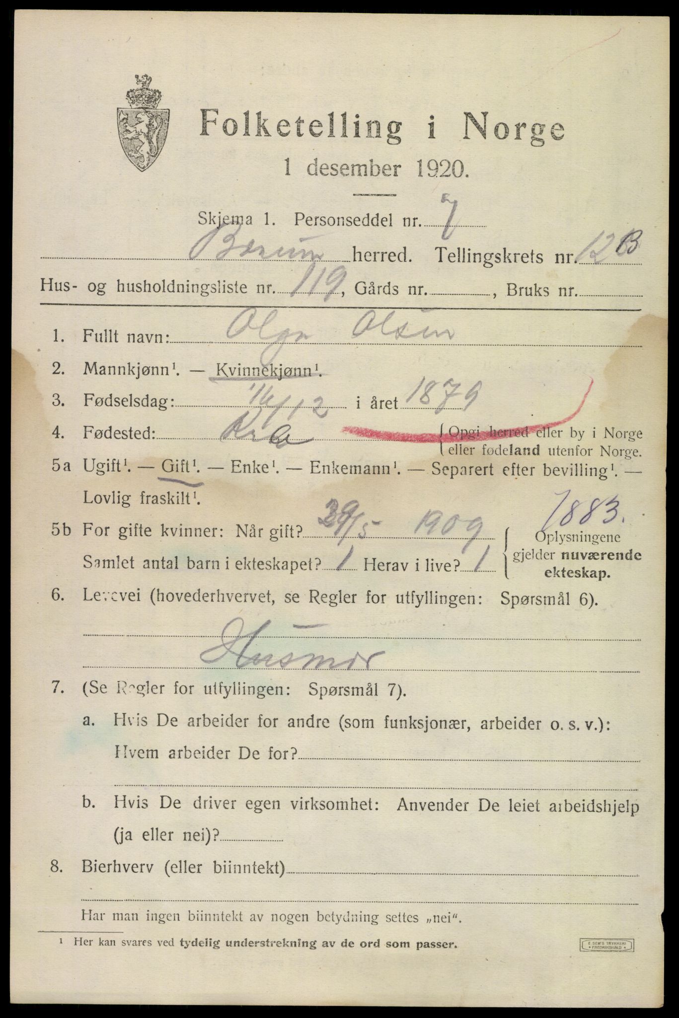 SAO, 1920 census for Bærum, 1920, p. 29380