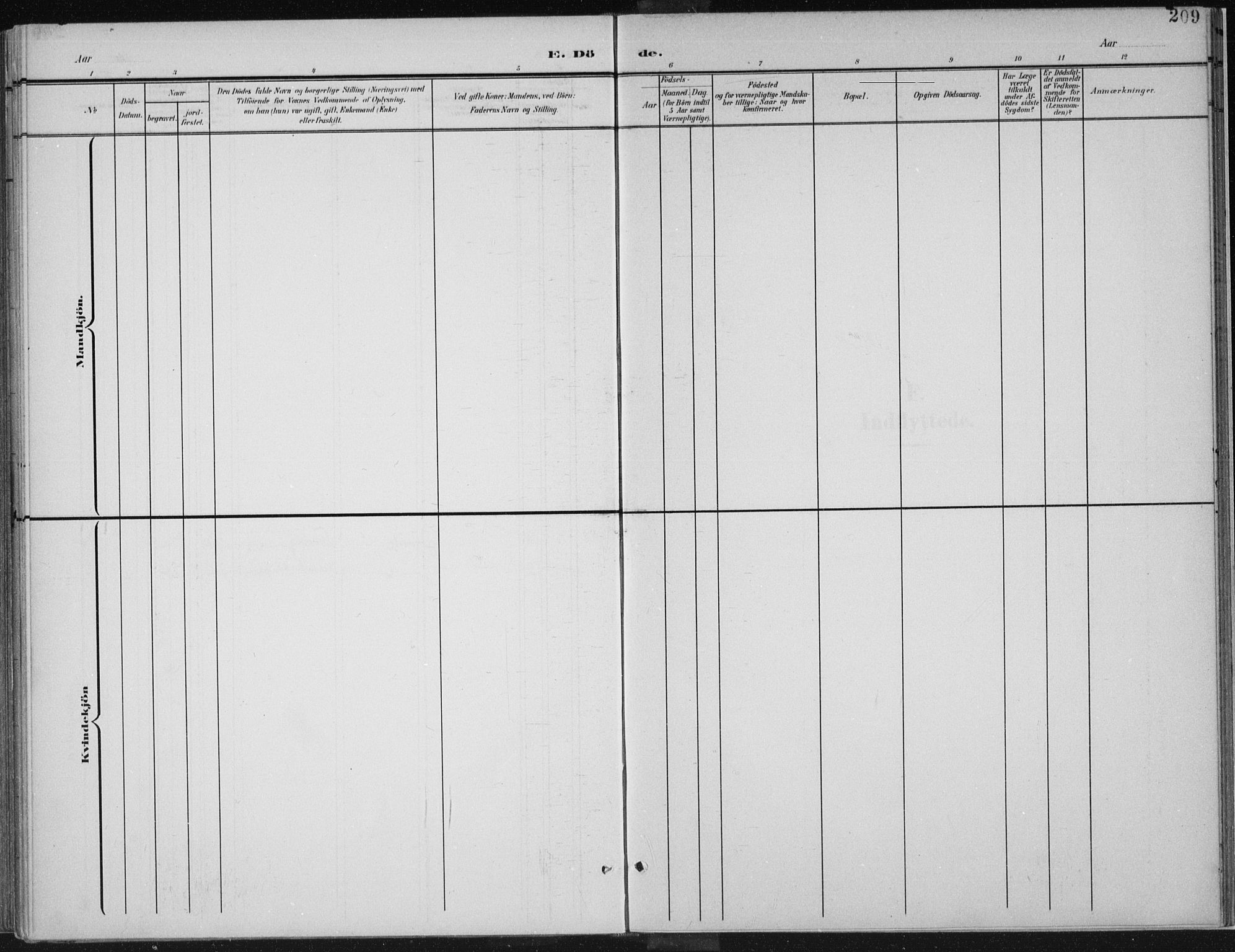 Vardal prestekontor, SAH/PREST-100/H/Ha/Haa/L0013: Parish register (official) no. 13, 1901-1911, p. 209