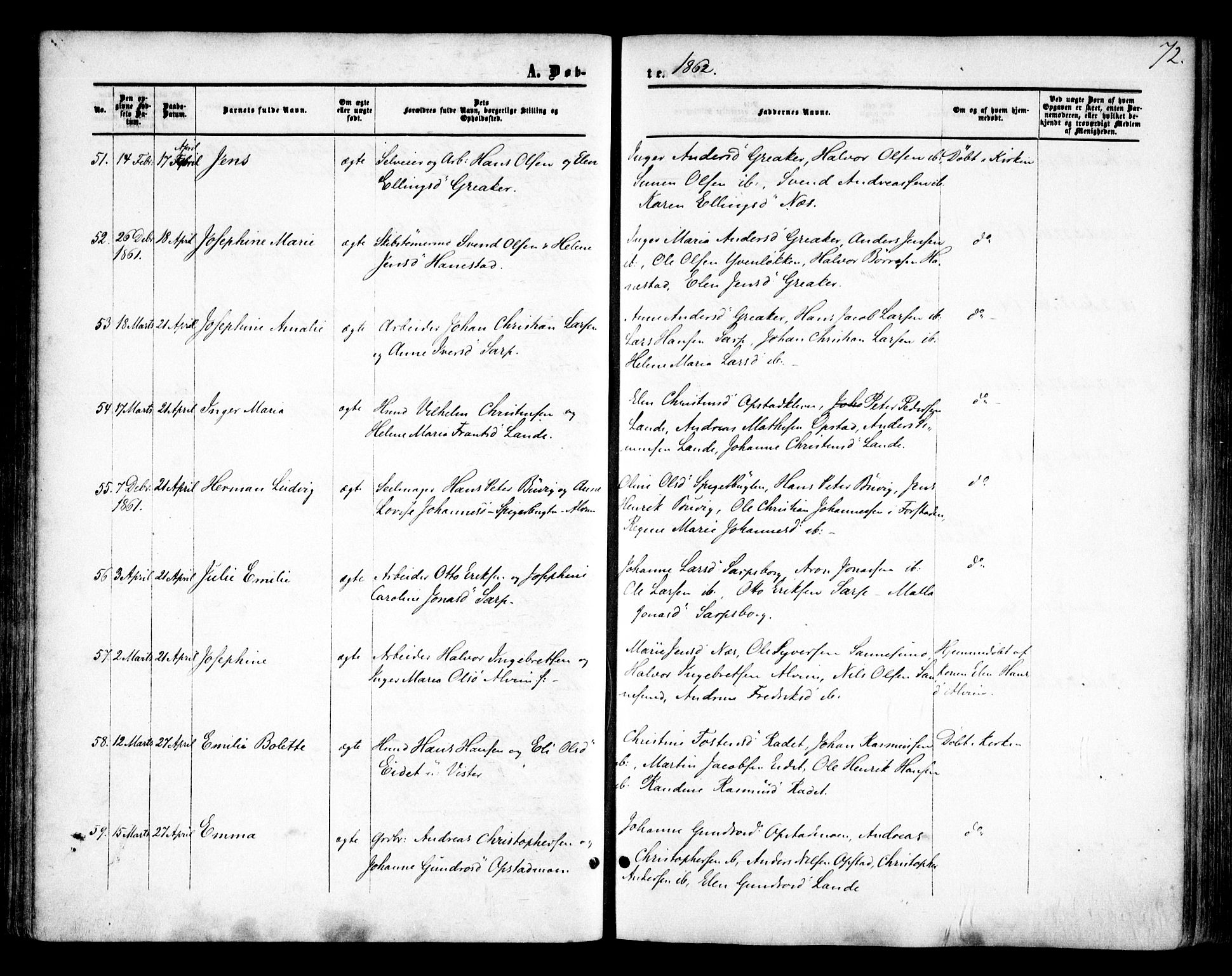 Tune prestekontor Kirkebøker, SAO/A-2007/F/Fa/L0013: Parish register (official) no. 13, 1859-1863, p. 72