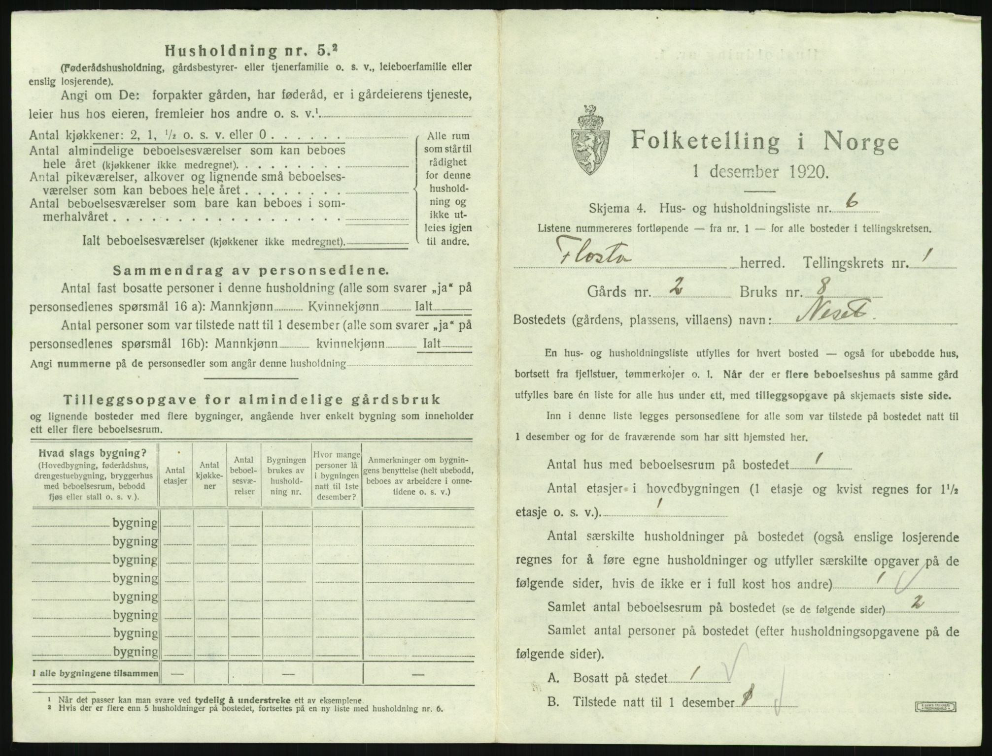 SAK, 1920 census for Flosta, 1920, p. 38