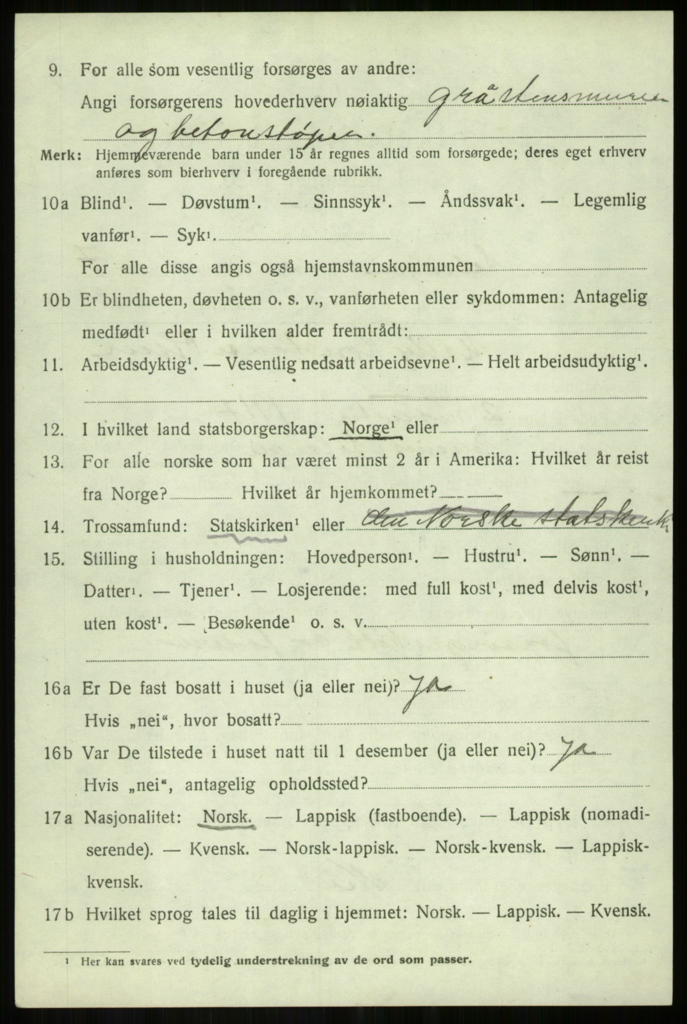 SATØ, 1920 census for Salangen, 1920, p. 4605