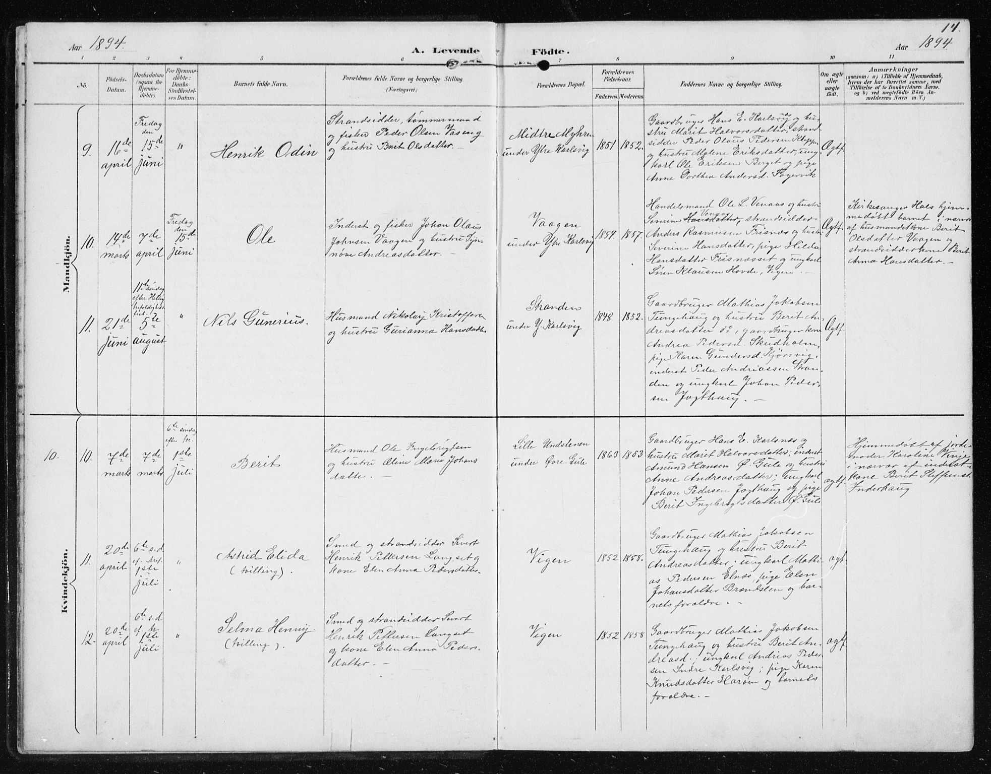 Ministerialprotokoller, klokkerbøker og fødselsregistre - Møre og Romsdal, AV/SAT-A-1454/566/L0773: Parish register (copy) no. 566C02, 1892-1909, p. 14