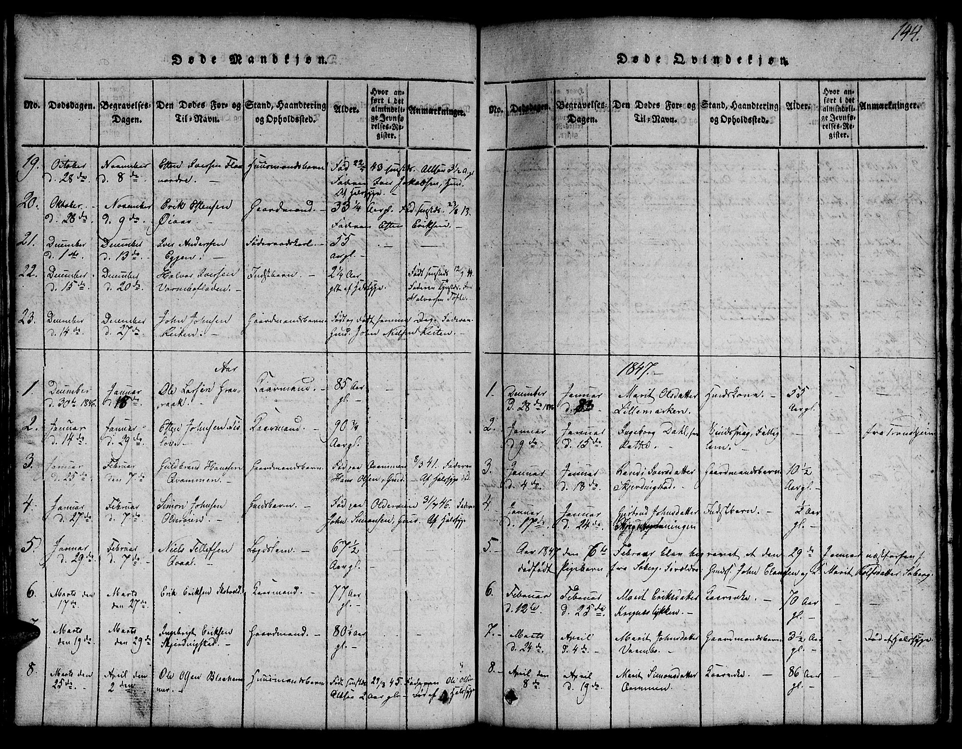 Ministerialprotokoller, klokkerbøker og fødselsregistre - Sør-Trøndelag, SAT/A-1456/691/L1092: Parish register (copy) no. 691C03, 1816-1852, p. 144