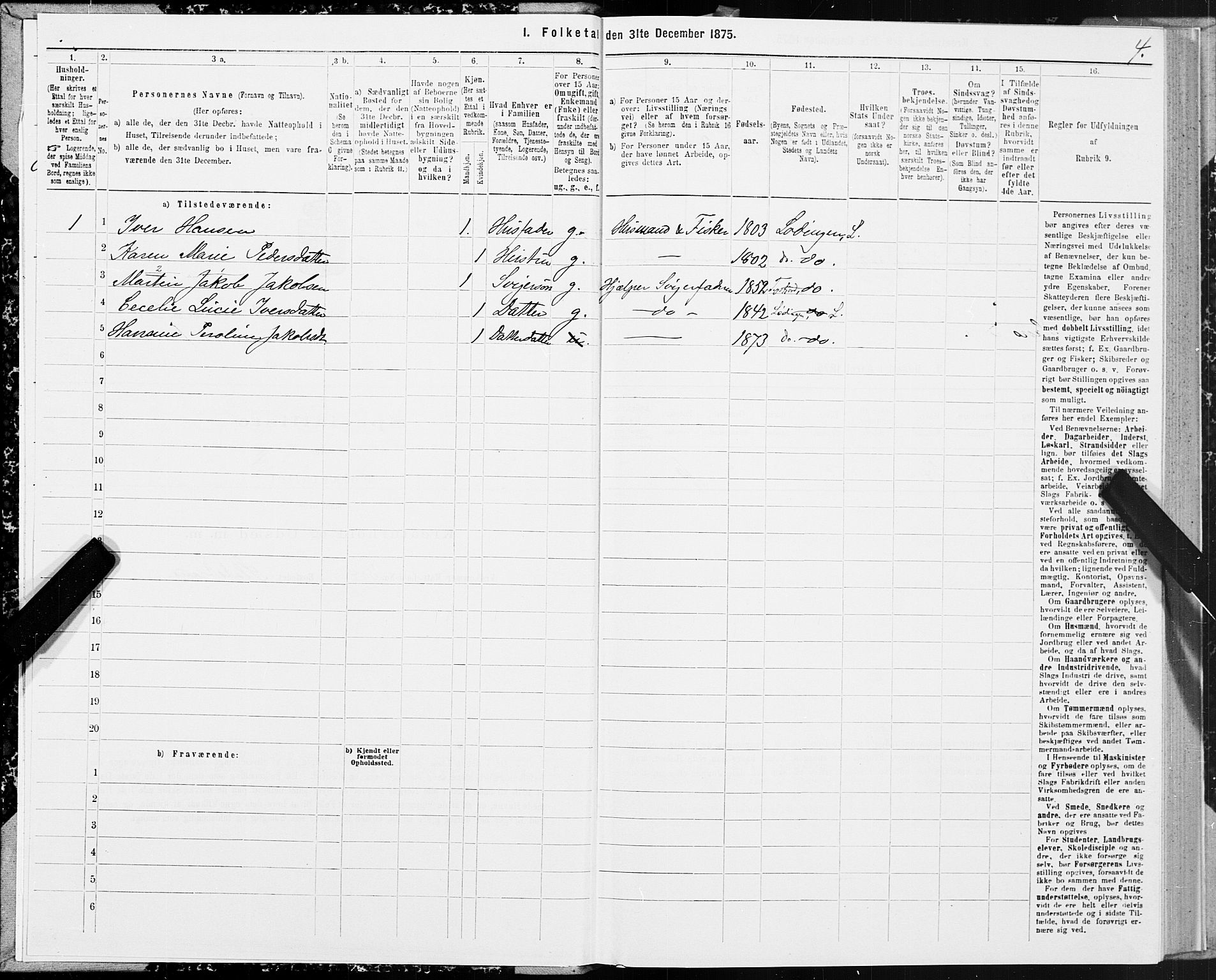 SAT, 1875 census for 1851P Lødingen, 1875, p. 2004