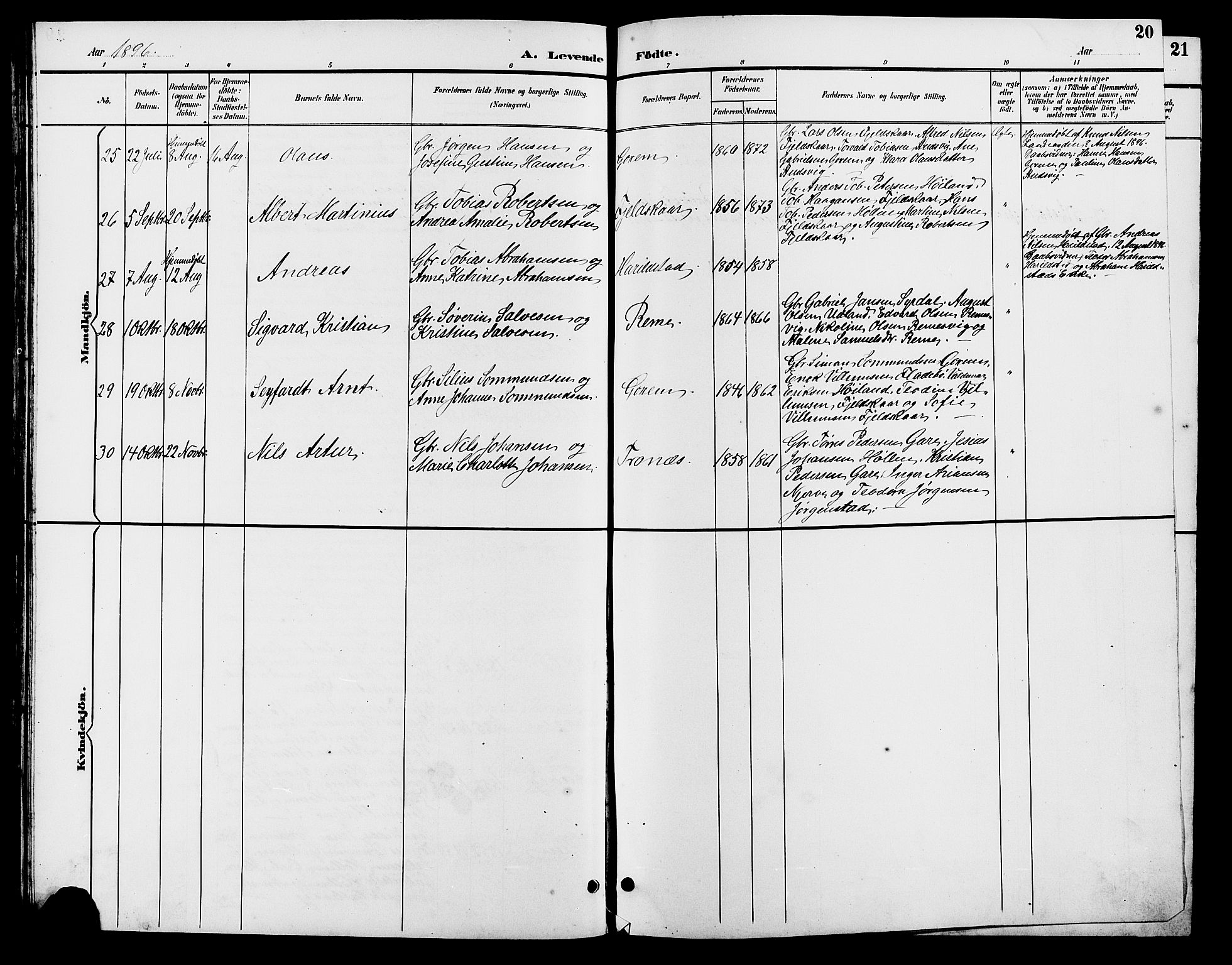 Sør-Audnedal sokneprestkontor, AV/SAK-1111-0039/F/Fb/Fba/L0004: Parish register (copy) no. B 4, 1893-1909, p. 20