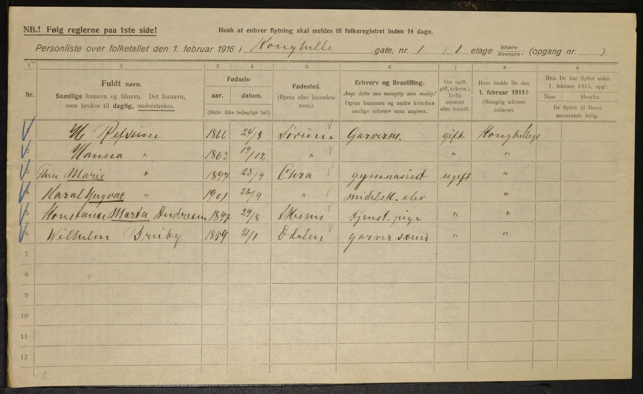 OBA, Municipal Census 1916 for Kristiania, 1916, p. 53767