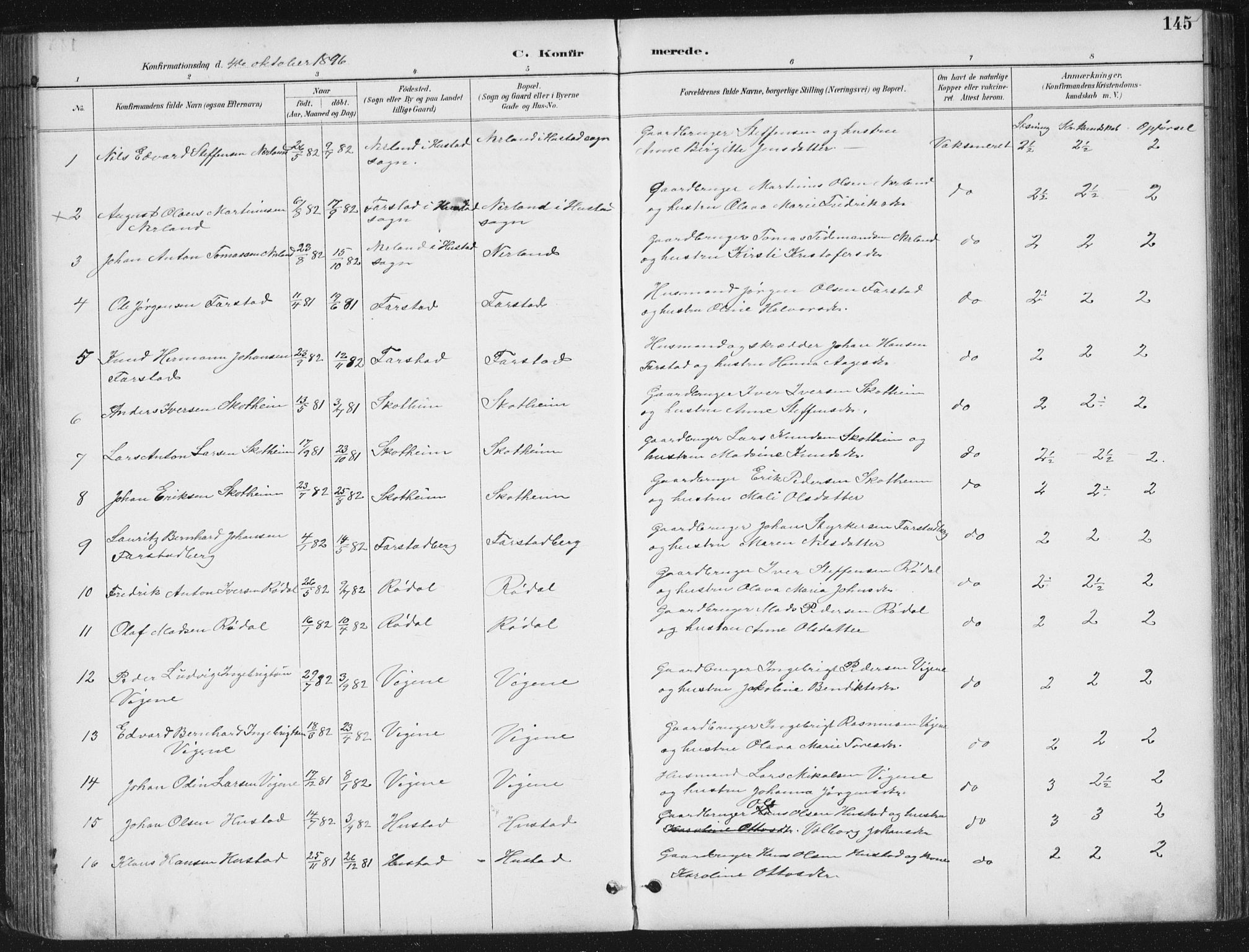 Ministerialprotokoller, klokkerbøker og fødselsregistre - Møre og Romsdal, AV/SAT-A-1454/567/L0783: Parish register (copy) no. 567C03, 1887-1903, p. 145