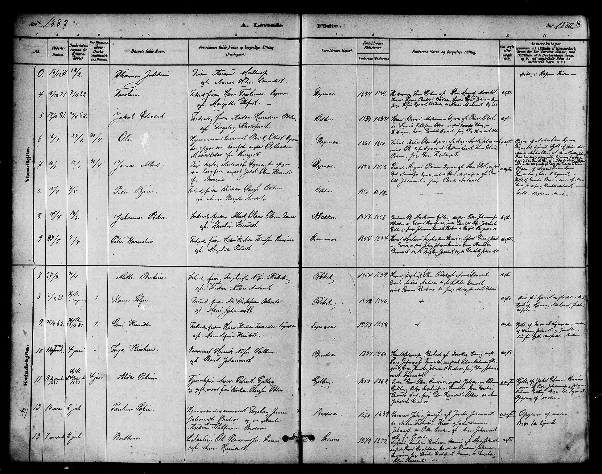 Ministerialprotokoller, klokkerbøker og fødselsregistre - Møre og Romsdal, AV/SAT-A-1454/582/L0947: Parish register (official) no. 582A01, 1880-1900, p. 8