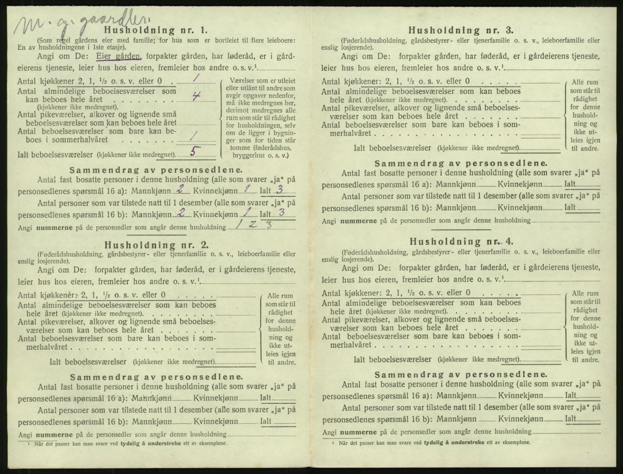 SAT, 1920 census for Vestnes, 1920, p. 1050