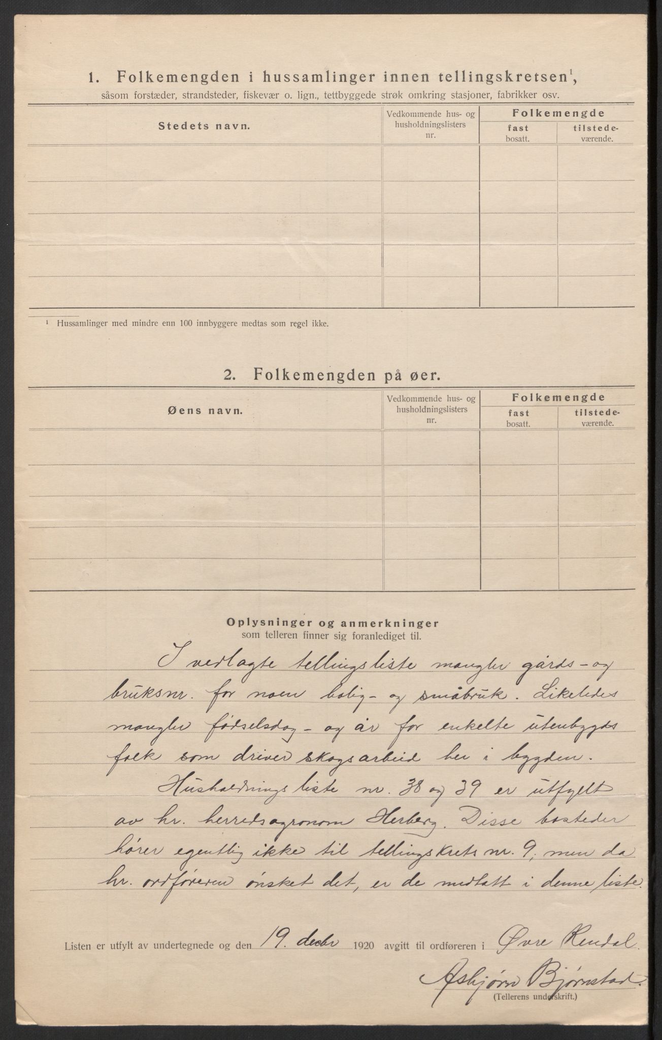 SAH, 1920 census for Øvre Rendal, 1920, p. 35