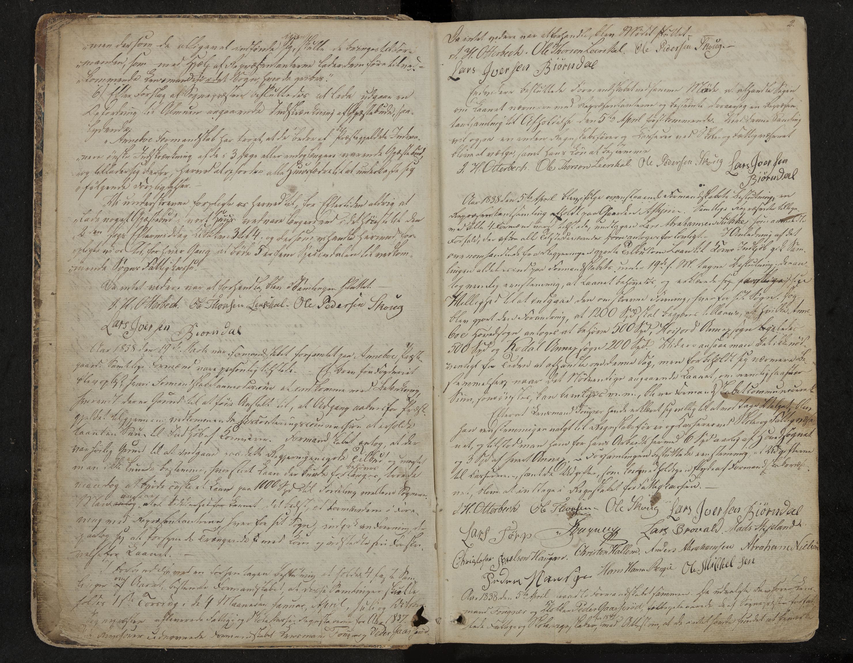 Andebu formannskap og sentraladministrasjon, IKAK/0719021-1/A/Aa/L0001: Møtebok med register, 1837-1869, p. 2