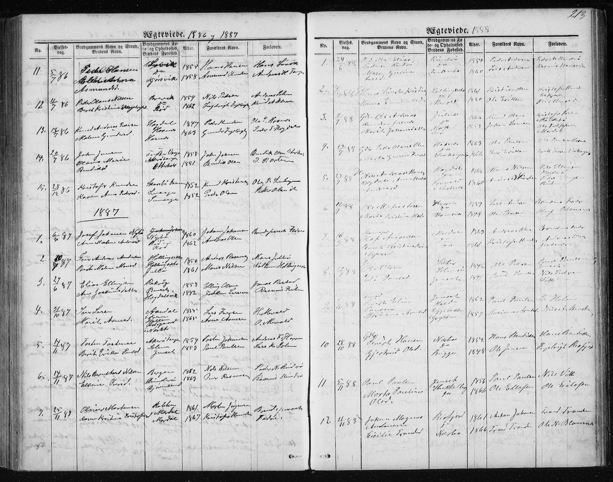Ministerialprotokoller, klokkerbøker og fødselsregistre - Møre og Romsdal, SAT/A-1454/560/L0724: Parish register (copy) no. 560C01, 1867-1892, p. 213