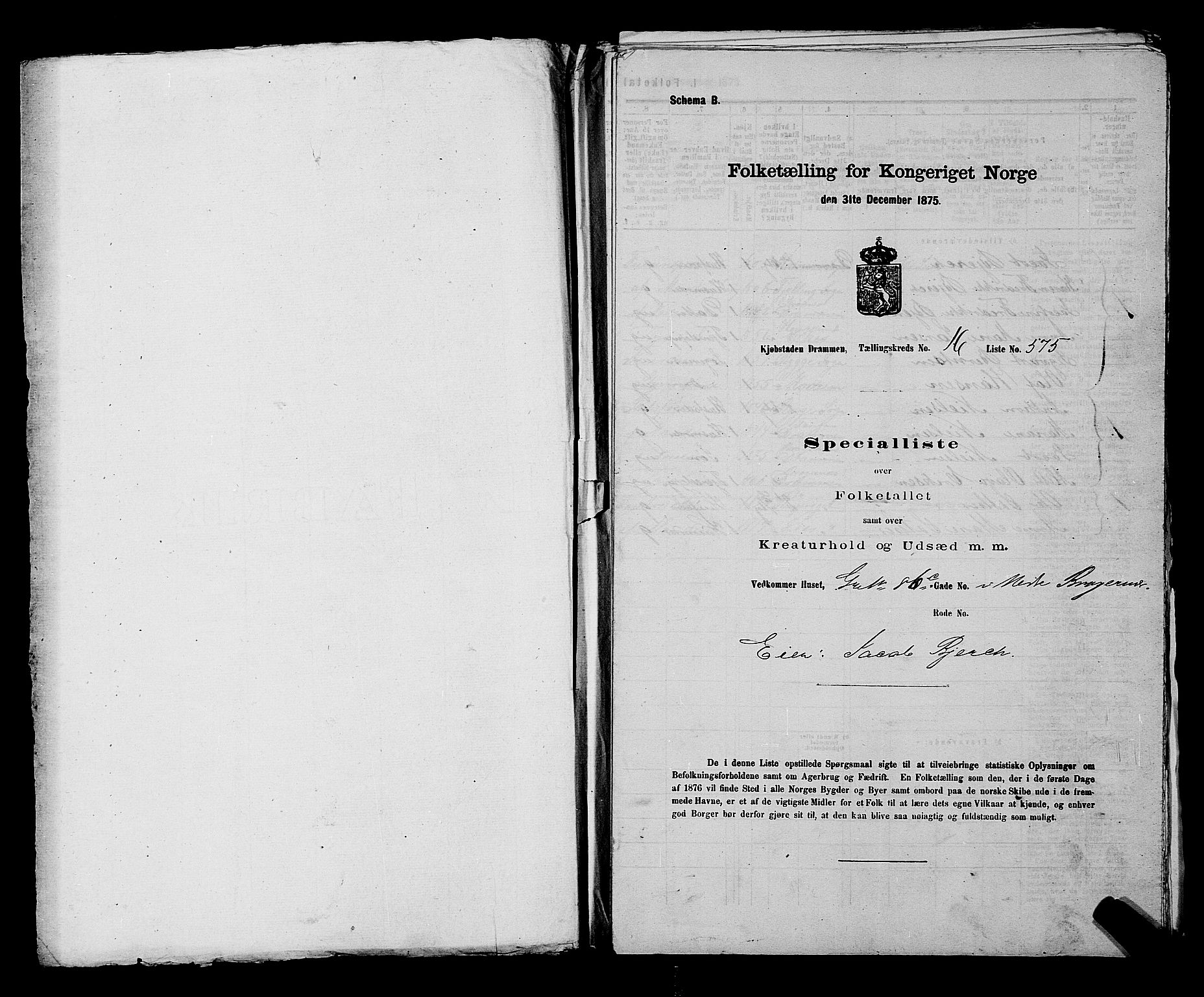 SAKO, 1875 census for 0602 Drammen, 1875, p. 1763