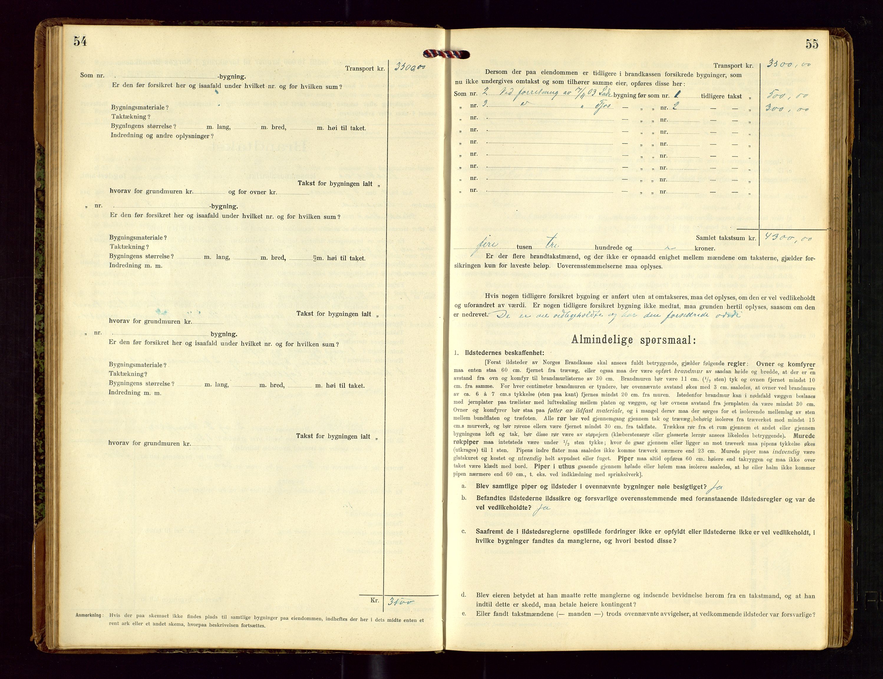 Heskestad lensmannskontor, SAST/A-100304/Gob/L0002: "Brandtakstprotokol", 1915-1922, p. 54-55