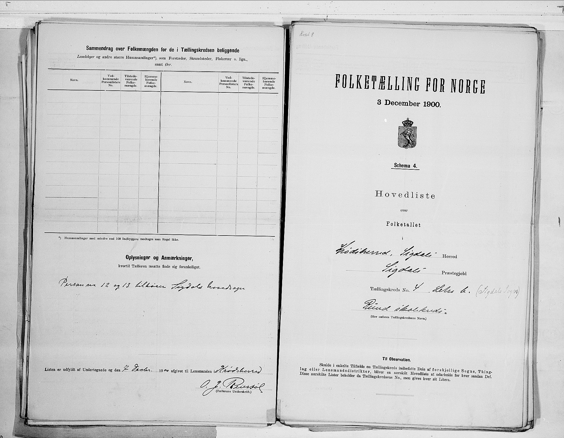 RA, 1900 census for Sigdal, 1900, p. 18