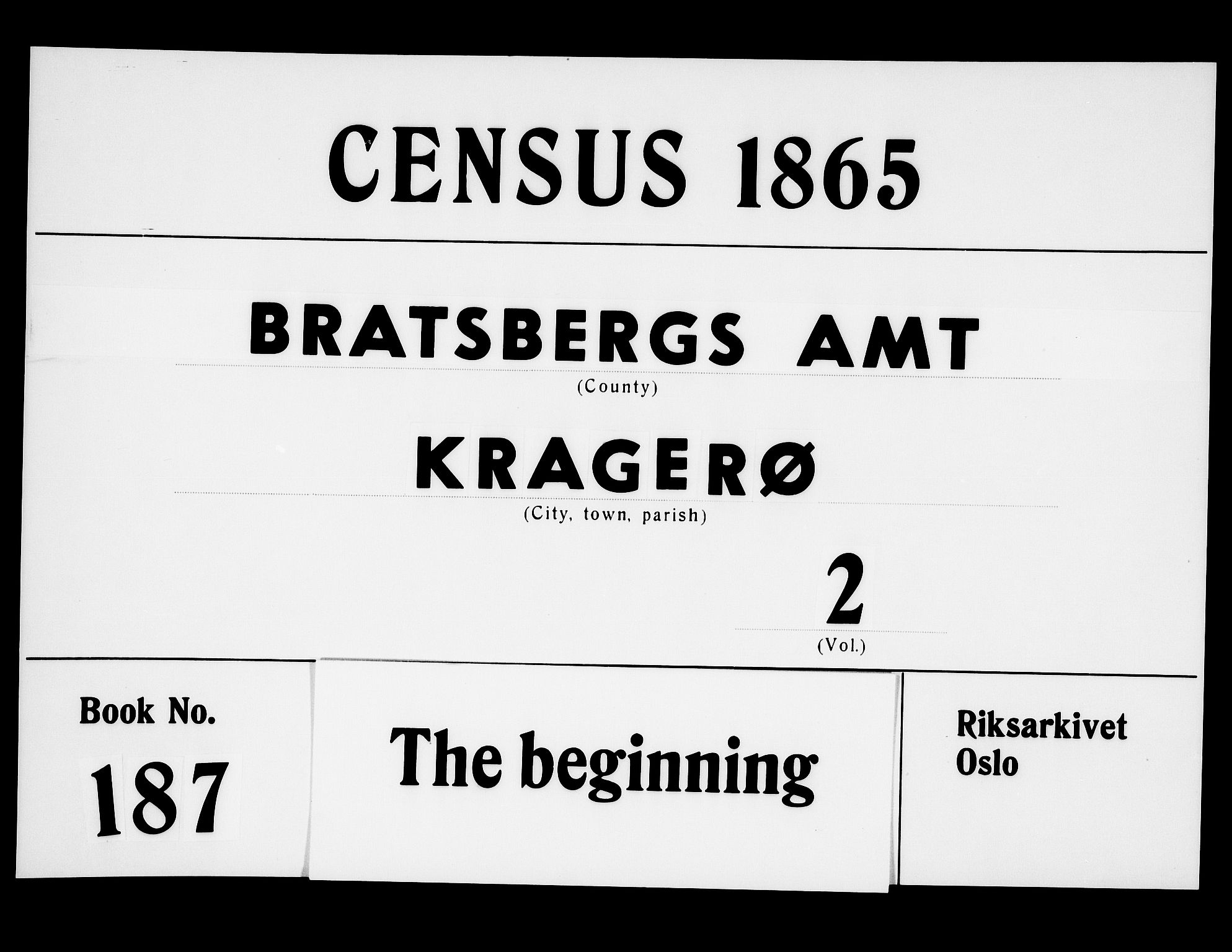 RA, 1865 census for Kragerø/Kragerø, 1865, p. 611