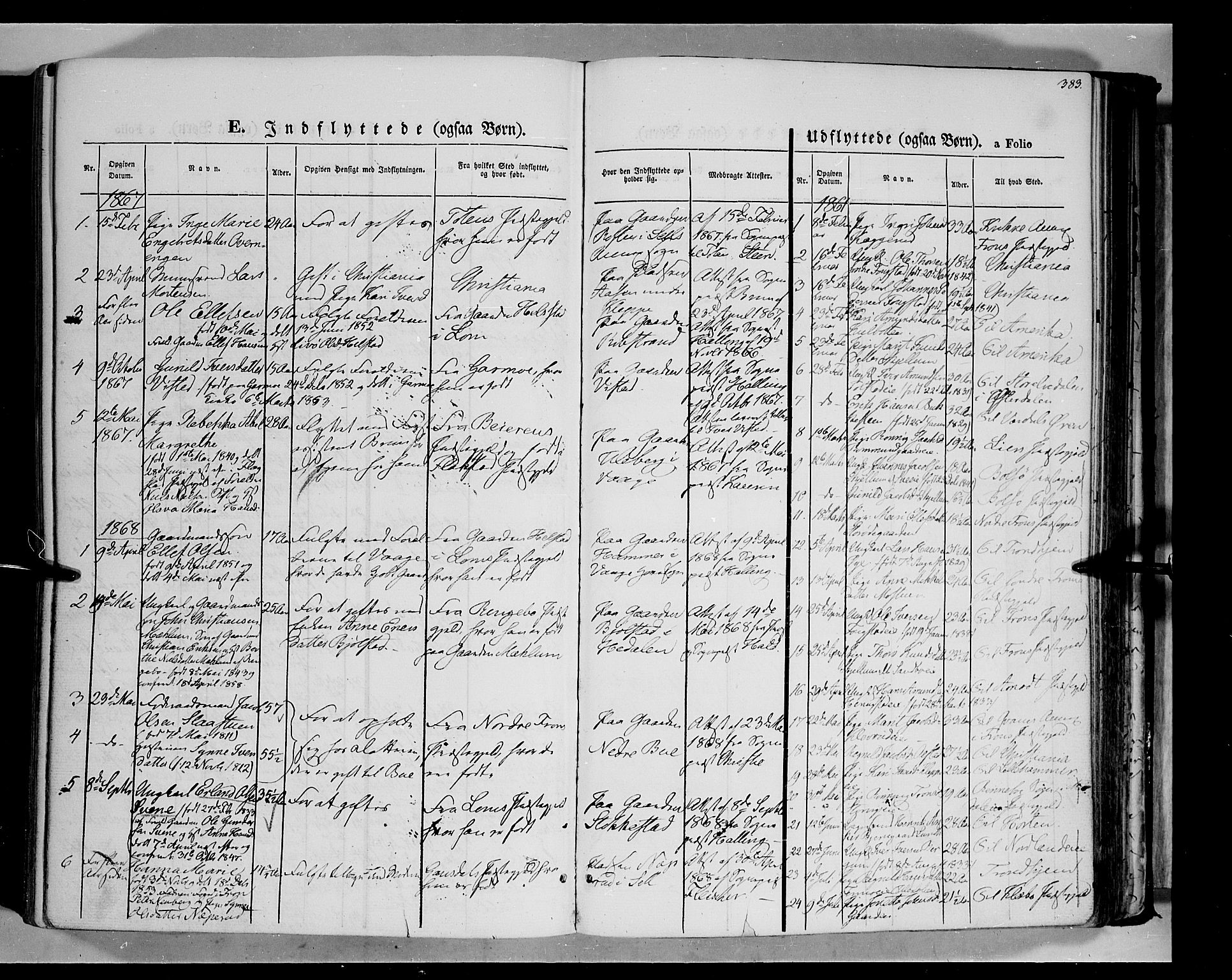 Vågå prestekontor, SAH/PREST-076/H/Ha/Haa/L0006: Parish register (official) no. 6 /1, 1856-1872, p. 383