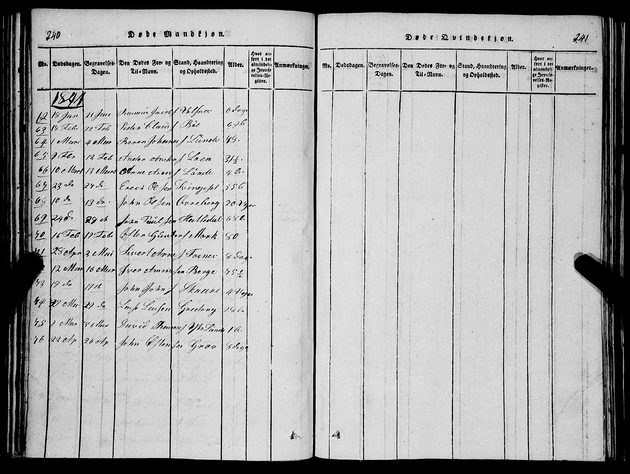 Stryn Sokneprestembete, SAB/A-82501: Parish register (copy) no. C 1, 1801-1845, p. 240-241