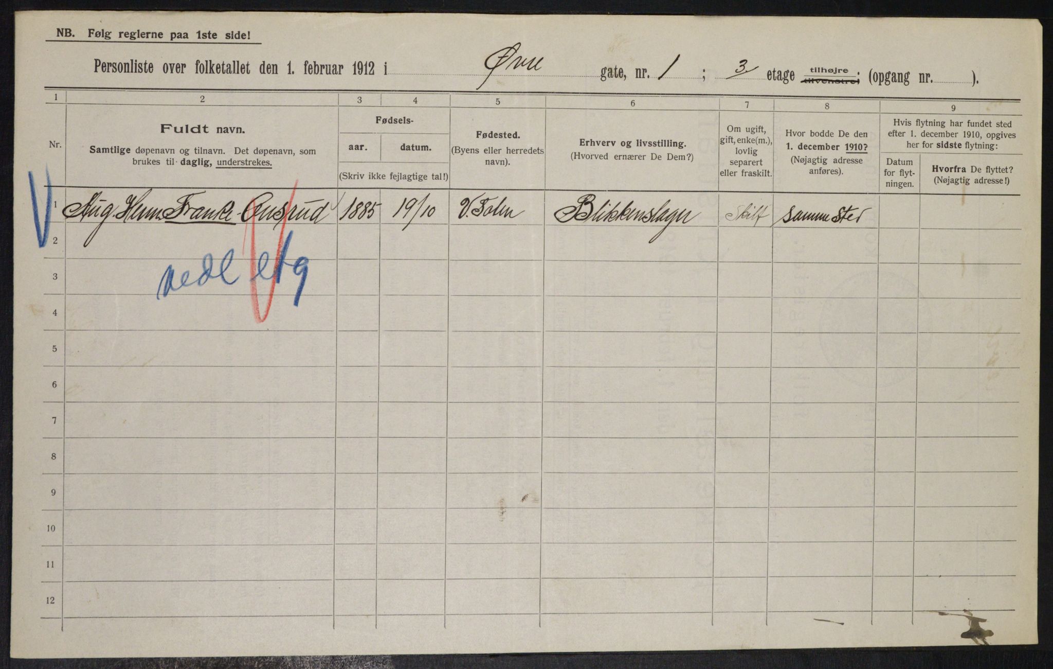 OBA, Municipal Census 1912 for Kristiania, 1912, p. 129773