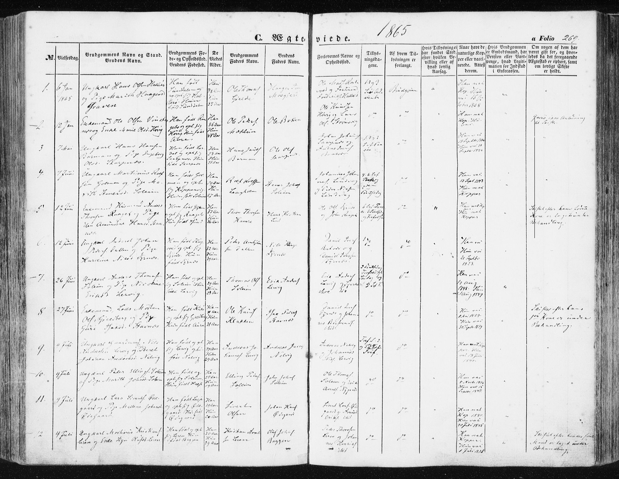 Ministerialprotokoller, klokkerbøker og fødselsregistre - Møre og Romsdal, AV/SAT-A-1454/581/L0937: Parish register (official) no. 581A05, 1853-1872, p. 269