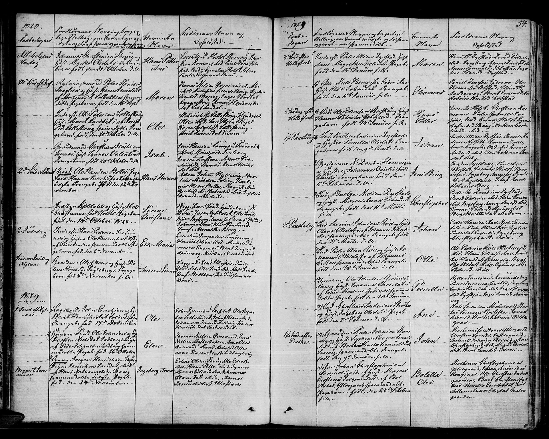 Ibestad sokneprestembete, SATØ/S-0077/H/Ha/Haa/L0005kirke: Parish register (official) no. 5, 1825-1836, p. 54