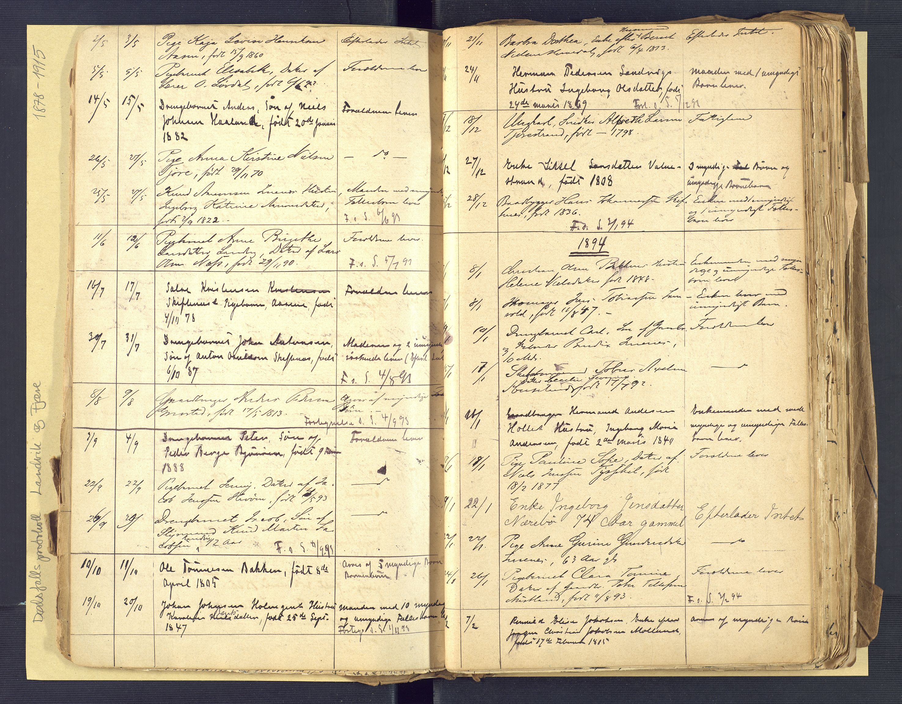 Landvik og Fjære lensmannskontor, SAK/1241-0027/F/Fe/L0001: Dødsfallsprotokoll Landvik og Fjære nr 137, 1878-1915