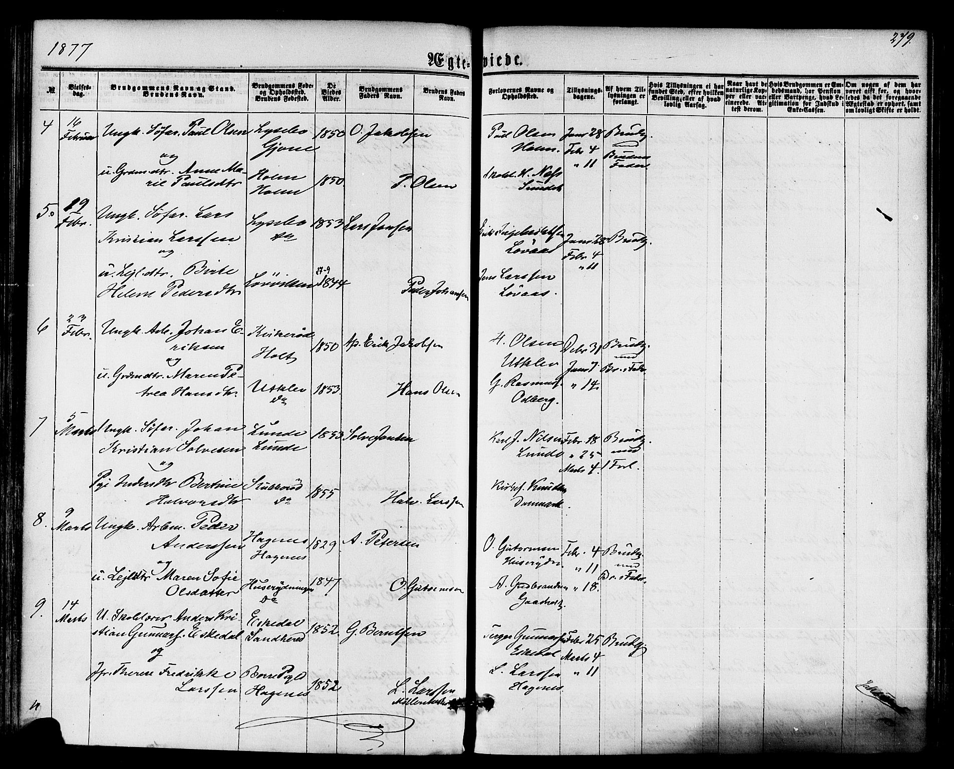 Hedrum kirkebøker, SAKO/A-344/F/Fa/L0008: Parish register (official) no. I 8, 1869-1880, p. 279