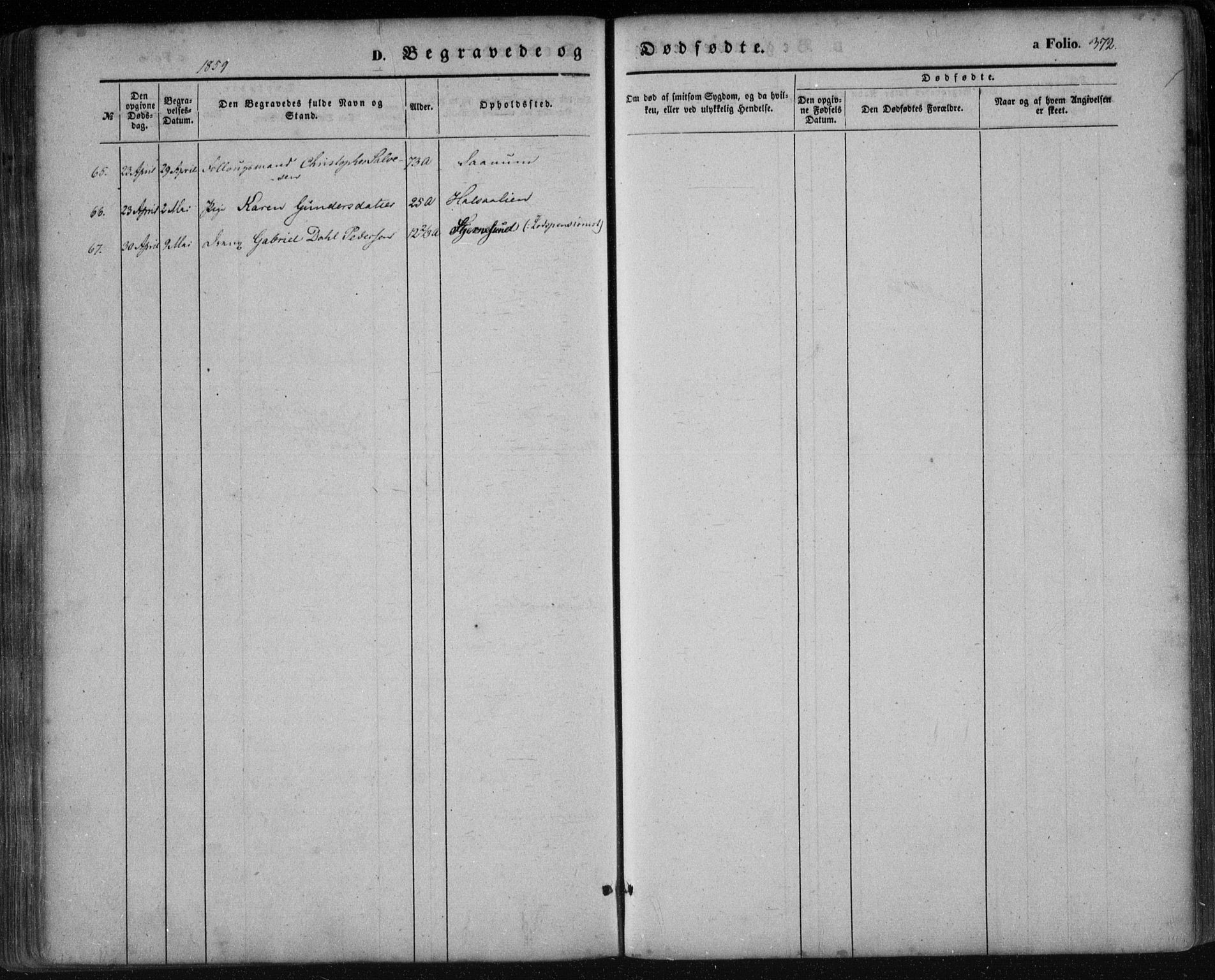 Mandal sokneprestkontor, AV/SAK-1111-0030/F/Fa/Faa/L0013: Parish register (official) no. A 13, 1847-1859, p. 372