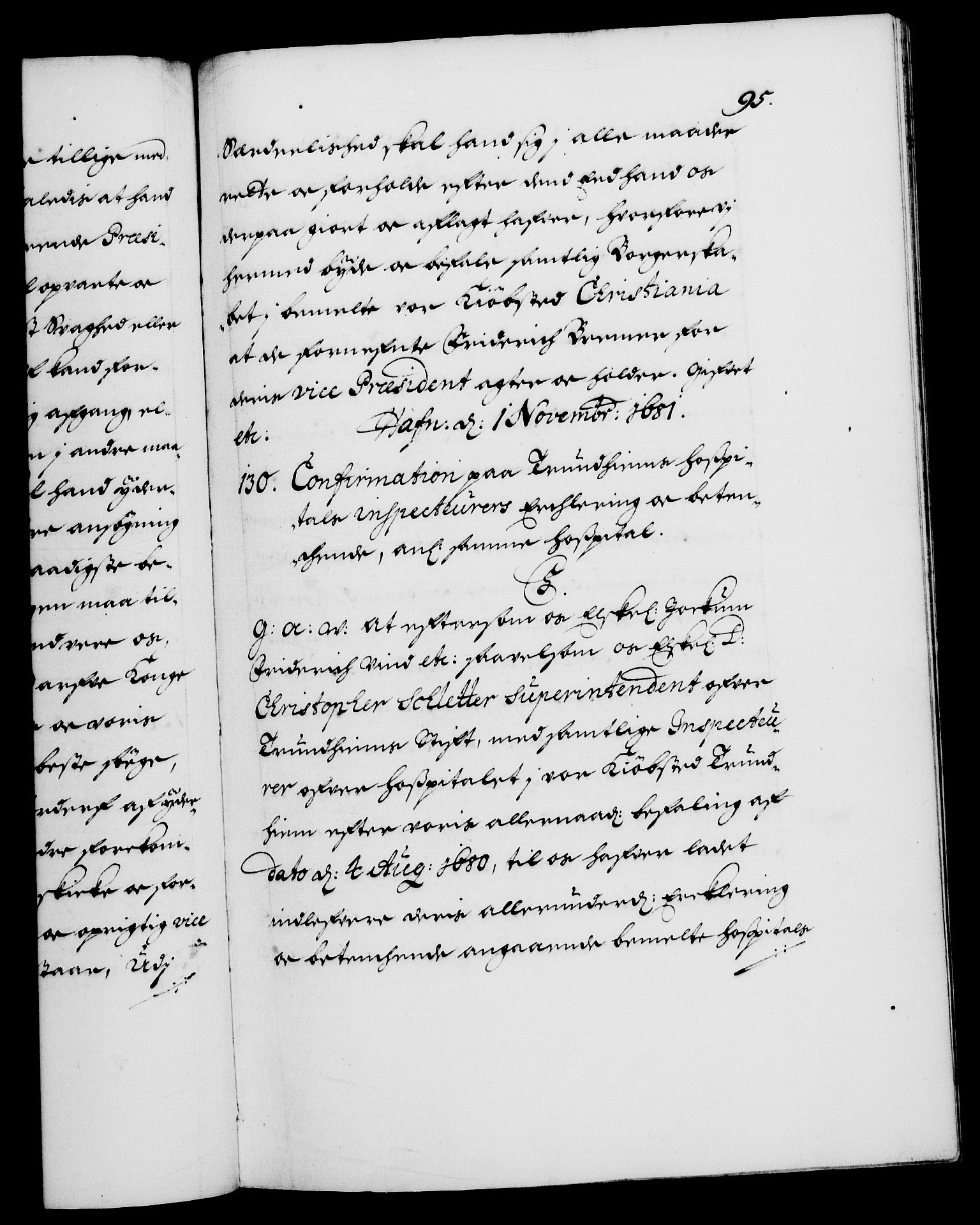 Danske Kanselli 1572-1799, RA/EA-3023/F/Fc/Fca/Fcaa/L0013: Norske registre (mikrofilm), 1681-1684, p. 95a
