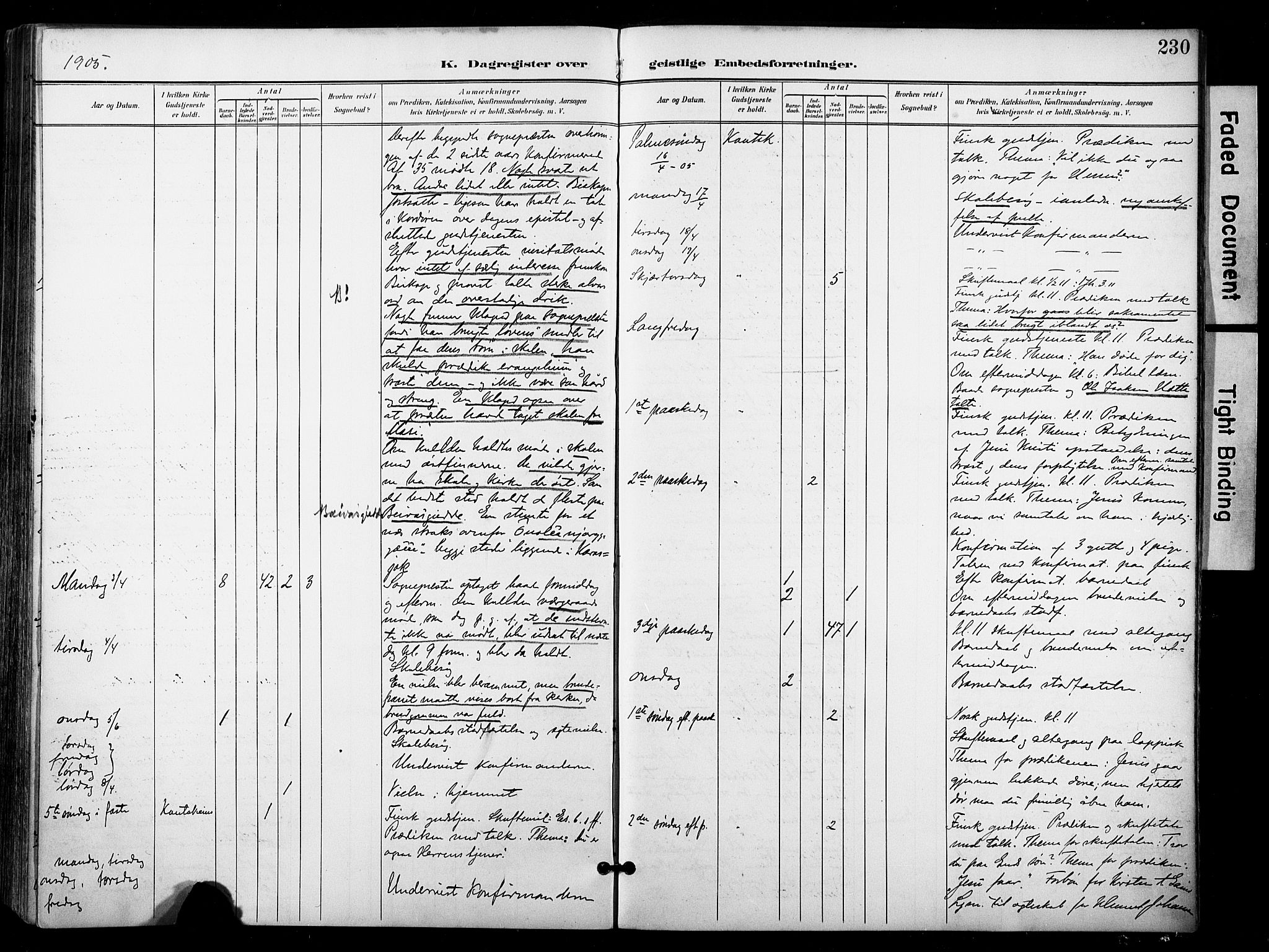 Kautokeino sokneprestembete, AV/SATØ-S-1340/H/Ha/L0005.kirke: Parish register (official) no. 5, 1896-1916, p. 230