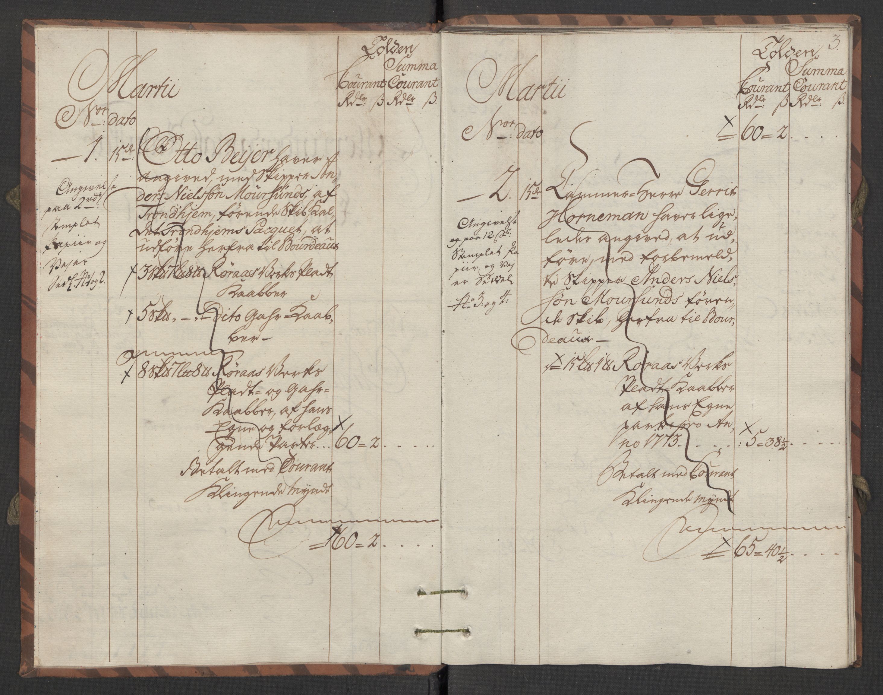 Generaltollkammeret, tollregnskaper, AV/RA-EA-5490/R34/L0024/0001: Koppertollregnskaper Trondheim B / Tollbok for koppertollen, 1774