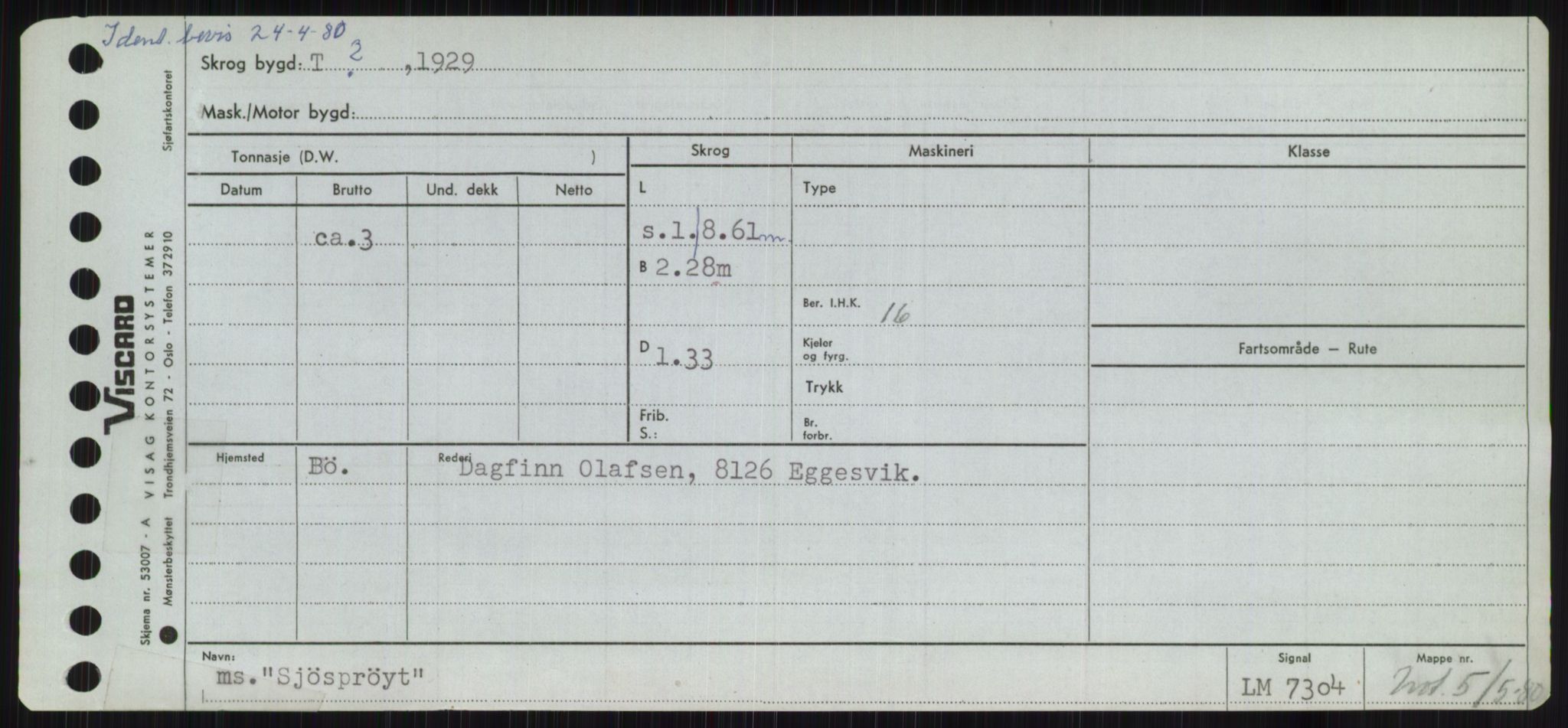 Sjøfartsdirektoratet med forløpere, Skipsmålingen, RA/S-1627/H/Ha/L0005/0001: Fartøy, S-Sven / Fartøy, S-Skji, p. 585