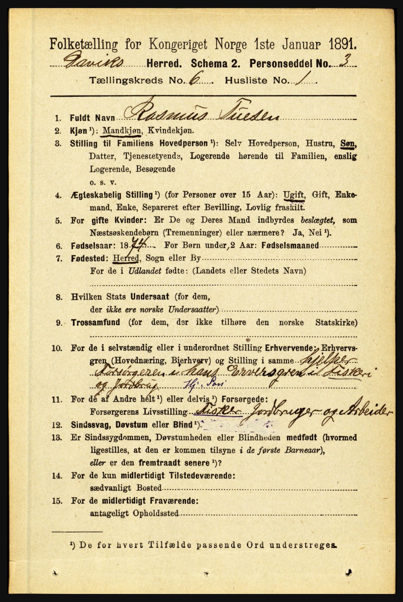 RA, 1891 census for 1442 Davik, 1891, p. 2300