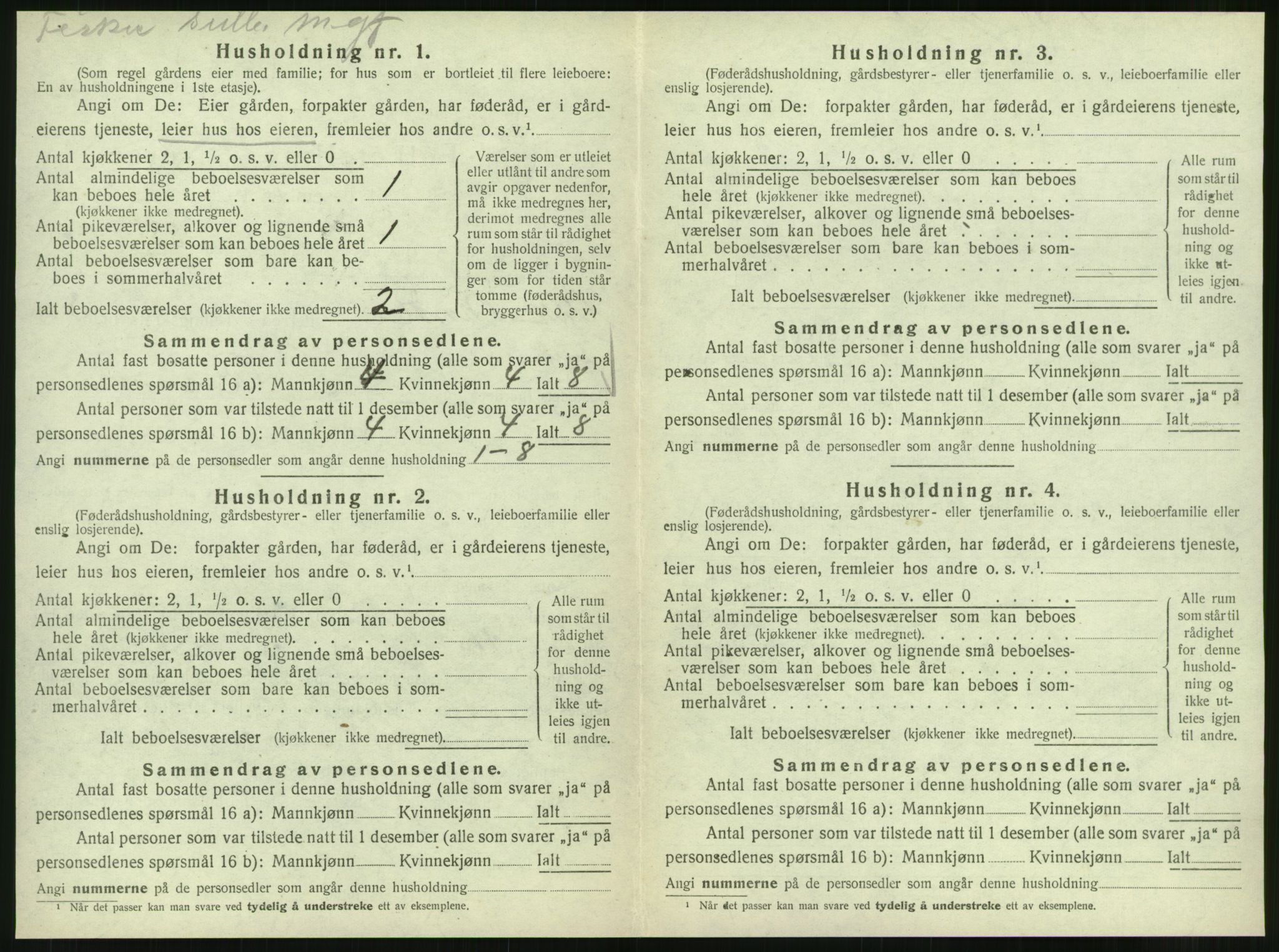 SAT, 1920 census for Vik, 1920, p. 240